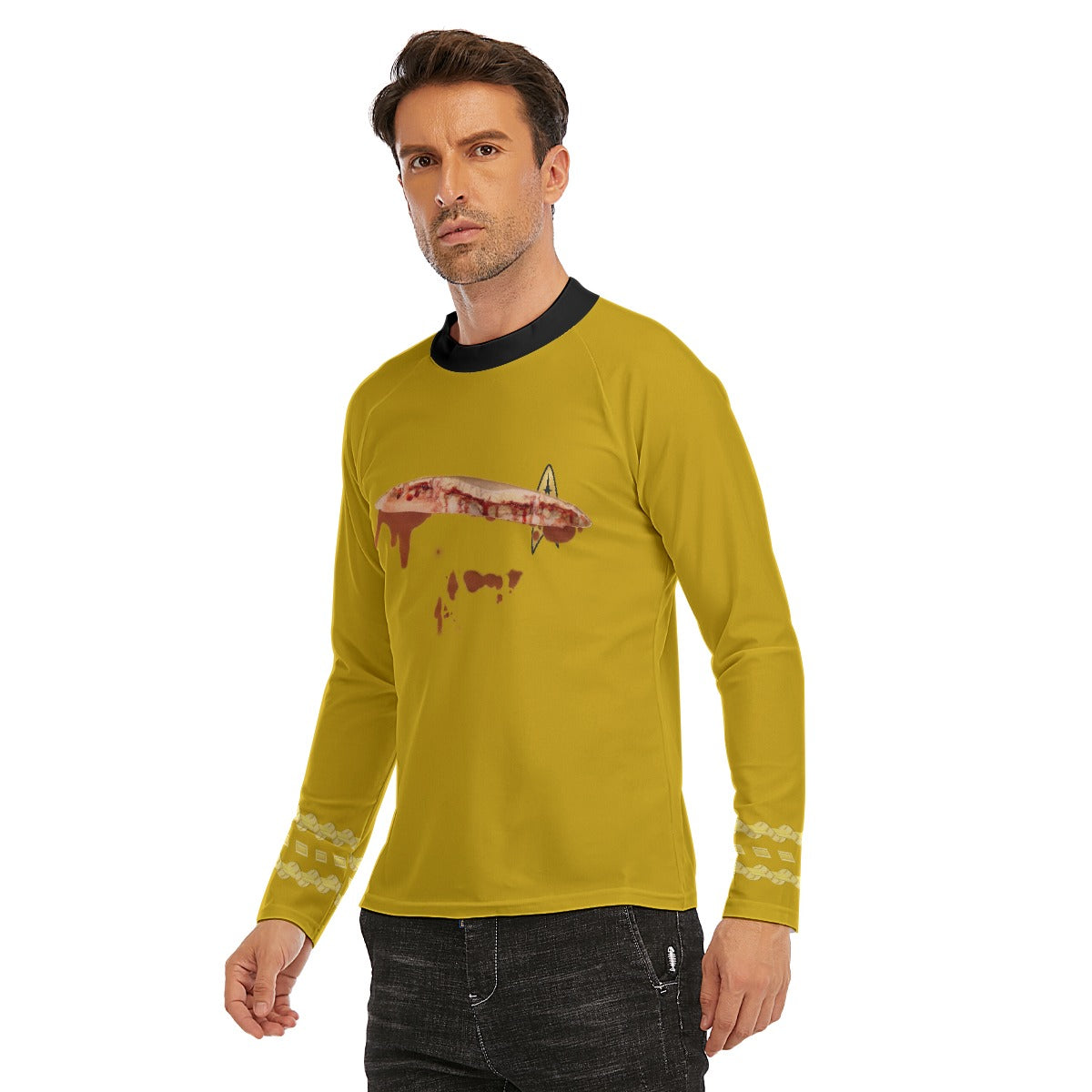 TOS Kirk Torn Uniform Tunic Bloody Cut Chest Fight Injury Costume Amok Time Lirpa Injury Prop Shirt