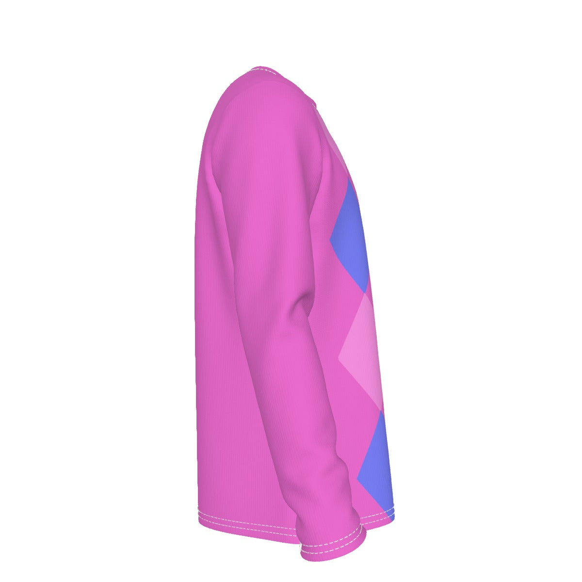 Pink and Blue Argyle Long Sleeve Shirt, Bright Colorblock Kawaii JPOP KPOP Fashion Baby Costume