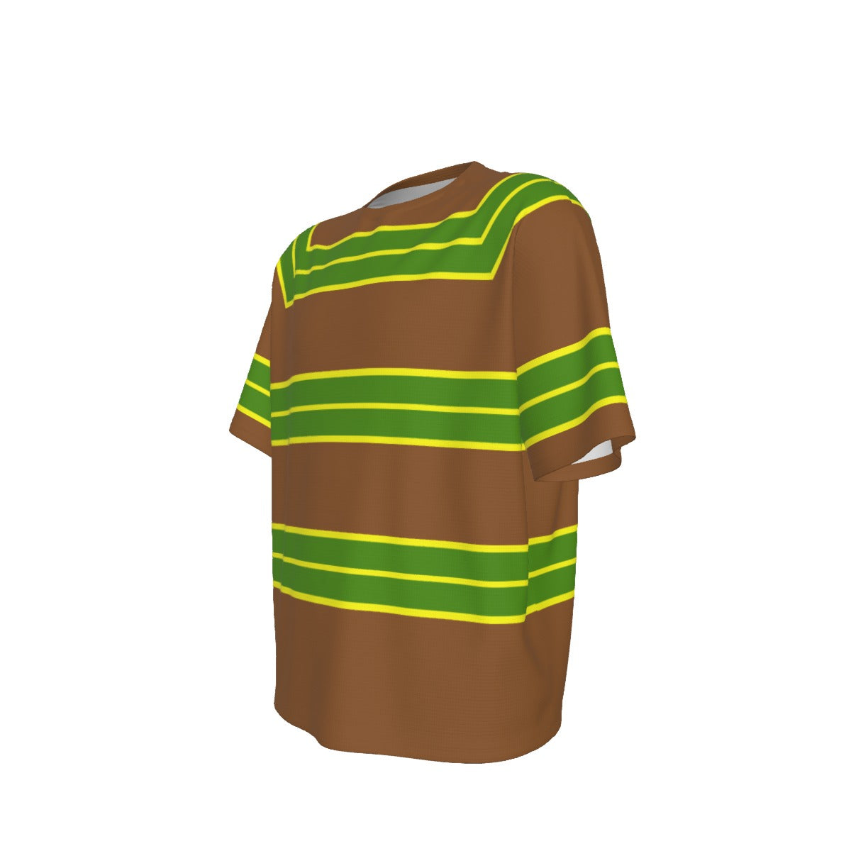 Cobain Look Brown Shirt Green Stripes Drop-shoulder T-shirt Sweater Tribute