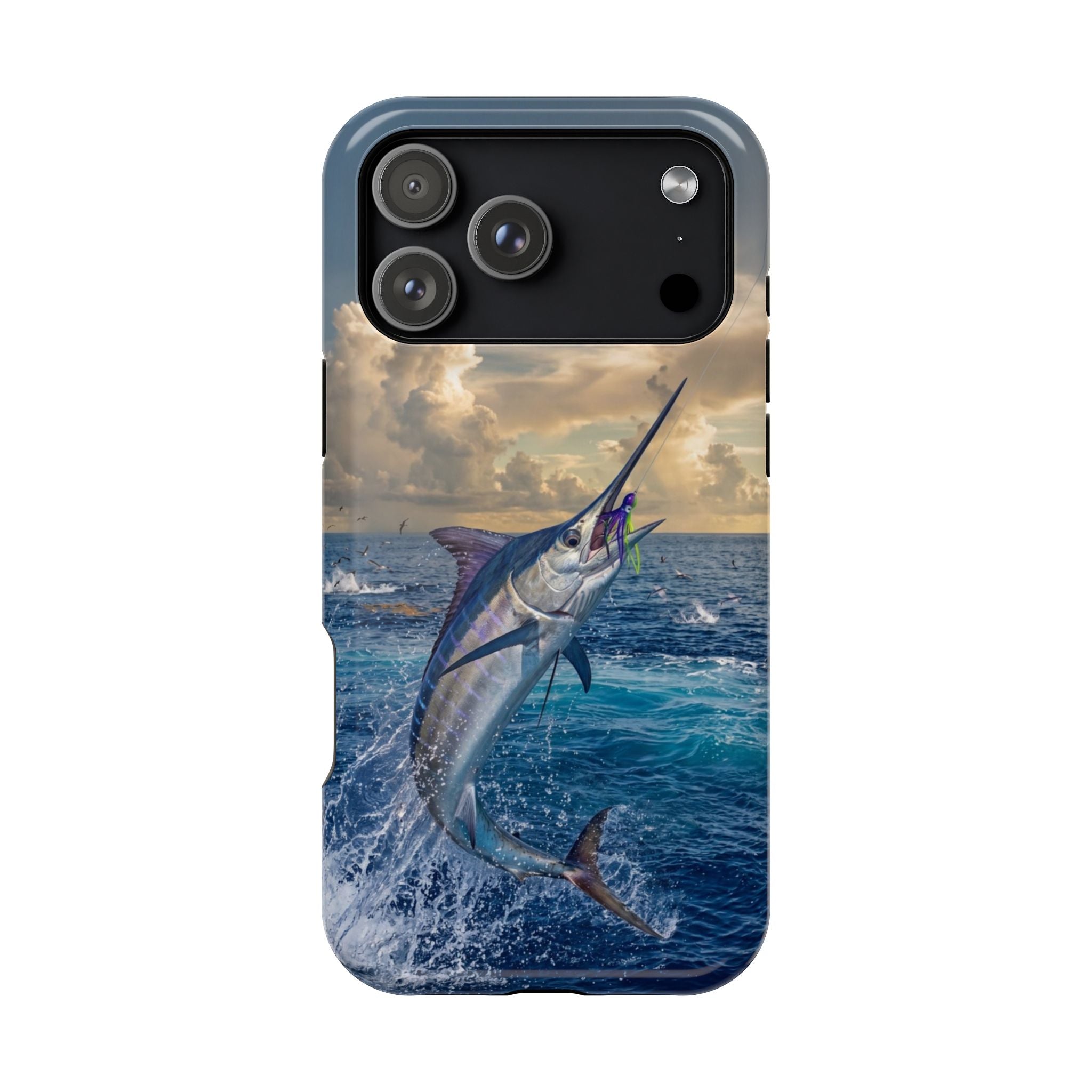 Marlin Fishing Fish Phone Case MagSafe Compatible for iPhone & Samsung Galaxy | Blue Marlin Fisherman Gift | Dual Layer Tough Case