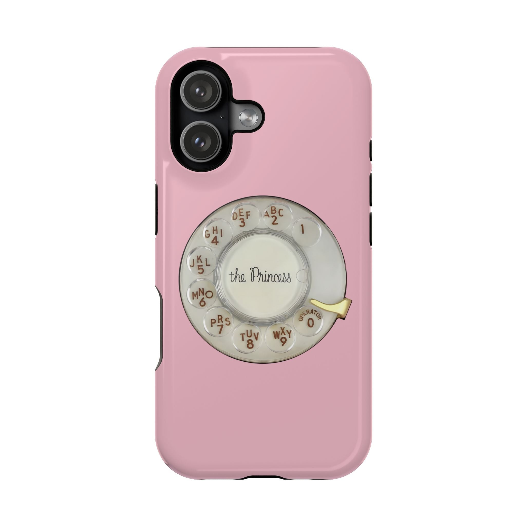 Retro Pink Princess Phone Look MagSafe Compatible iPhone Case Rotary Dial Nostalgia