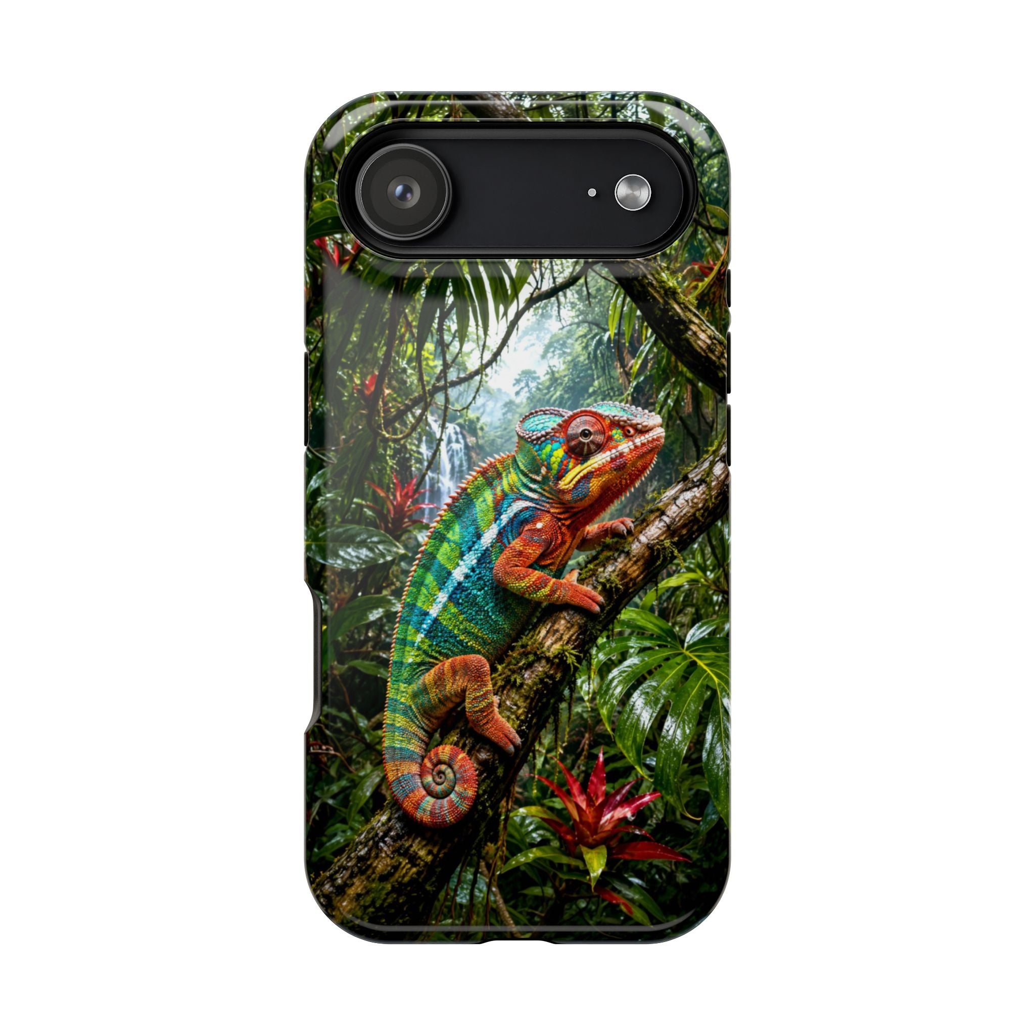 Panther Chameleon Phone Case, MagSafe iPhone 14-17 & Samsung Galaxy S26 Case, Colorful Reptile Rainforest Wildlife Gift