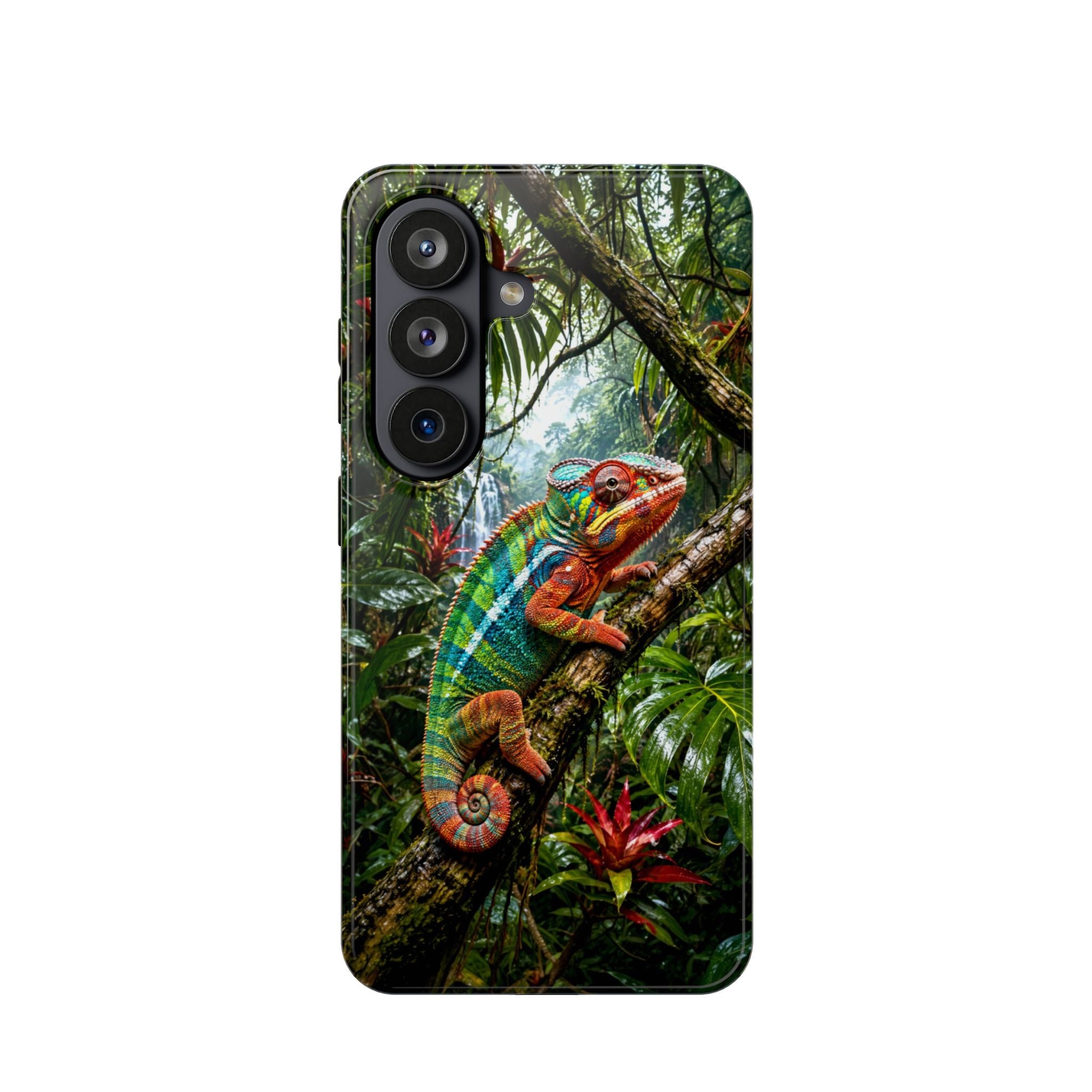 Panther Chameleon Phone Case, MagSafe iPhone 14-17 & Samsung Galaxy S26 Case, Colorful Reptile Rainforest Wildlife Gift