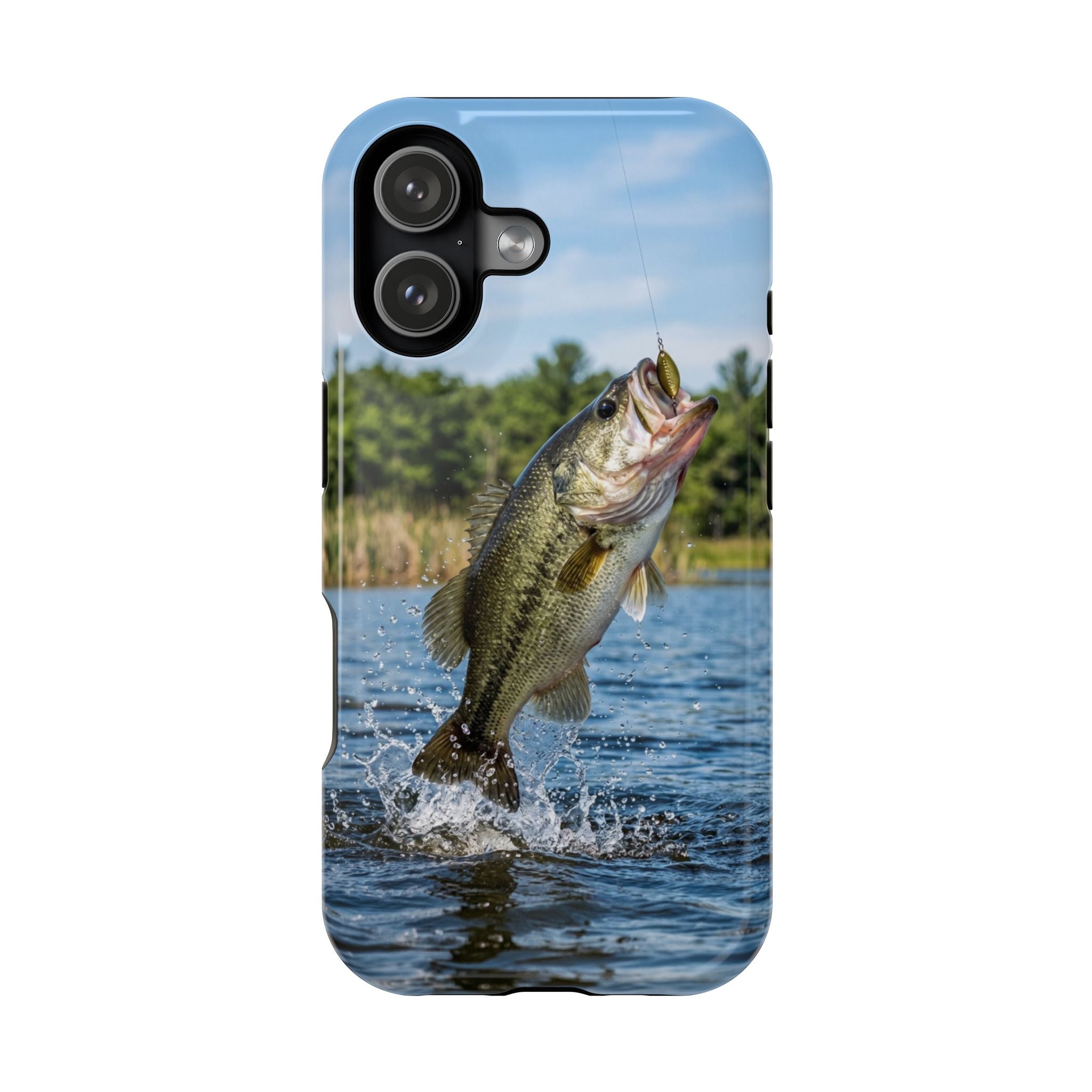 Largemouth Bass Fishing Fish Phone Case MagSafe Compatible for iPhone & Samsung Galaxy | Bass Fisherman Gift | Dual Layer Tough Case