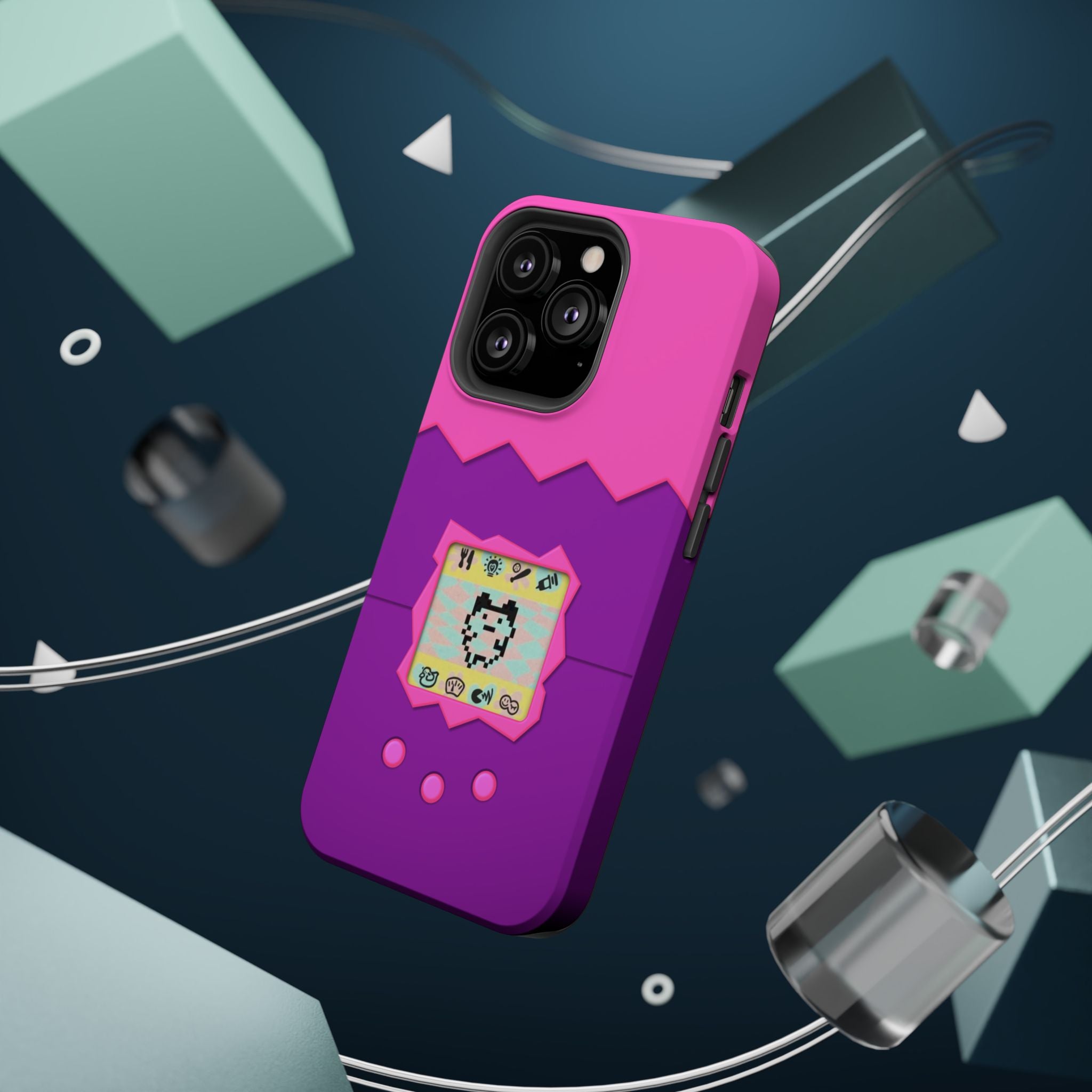 Virtual Pet Magnetic iPhone MagSafe Compatible Impact-Resistant Case Retro 90s
