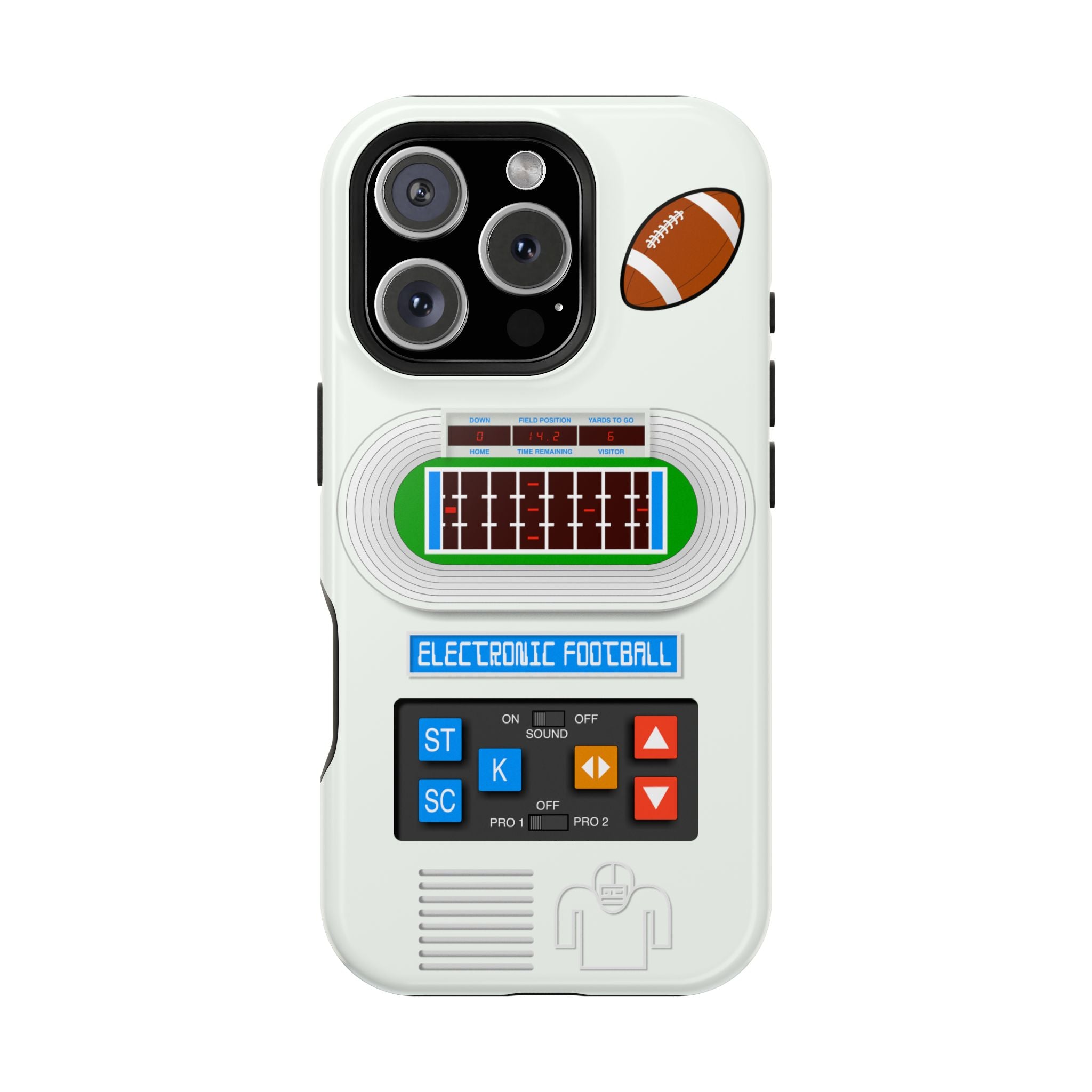 Retro Electronic Football Game Case for iPhone - Handheld Pocket LED Vintage Look - Tech Gift 17 16 15 14 13 Max Plus - MagSafe Compatible