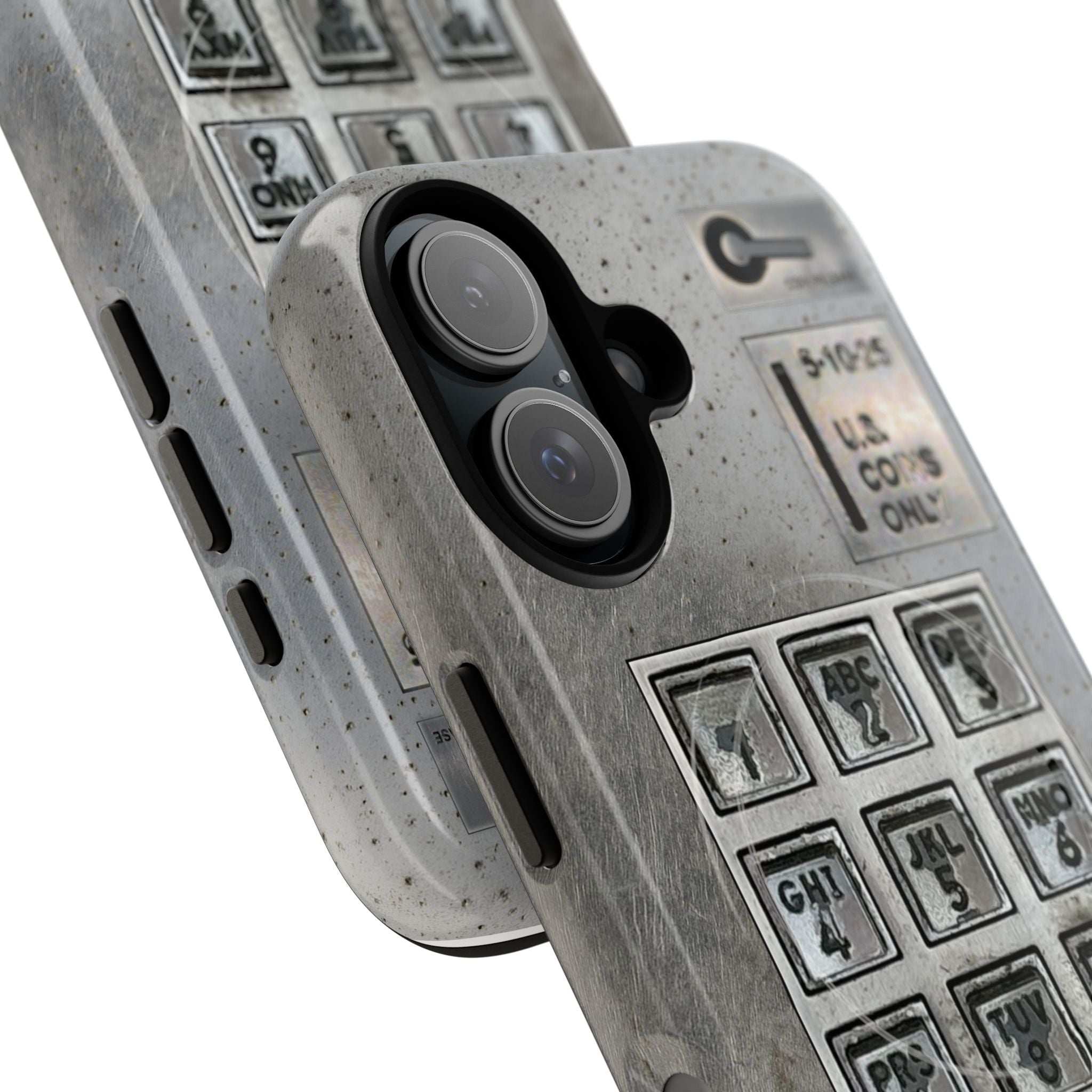Payphone Retro Tech MagSafe iPhone Case 17 16 15 14 Pro Max Plus TouchTone Pay Phone Distressed 2 Layers of Protection Flat Art
