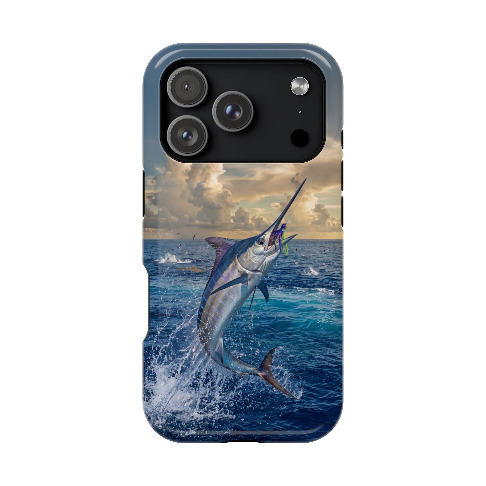 Marlin Fishing Fish Phone Case MagSafe Compatible for iPhone & Samsung Galaxy | Blue Marlin Fisherman Gift | Dual Layer Tough Case