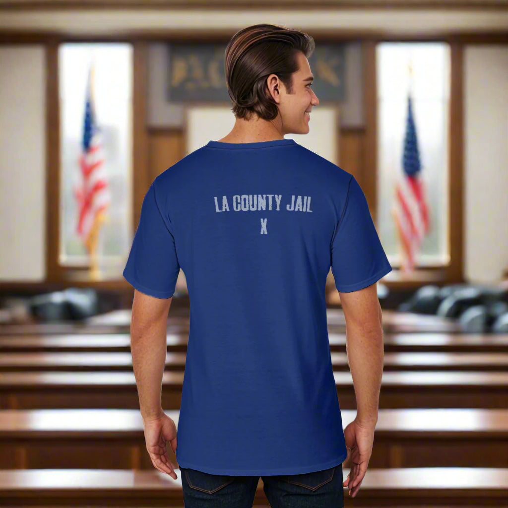 LA County Jail V-Neck Uniform Shirt Costume Prison Blues