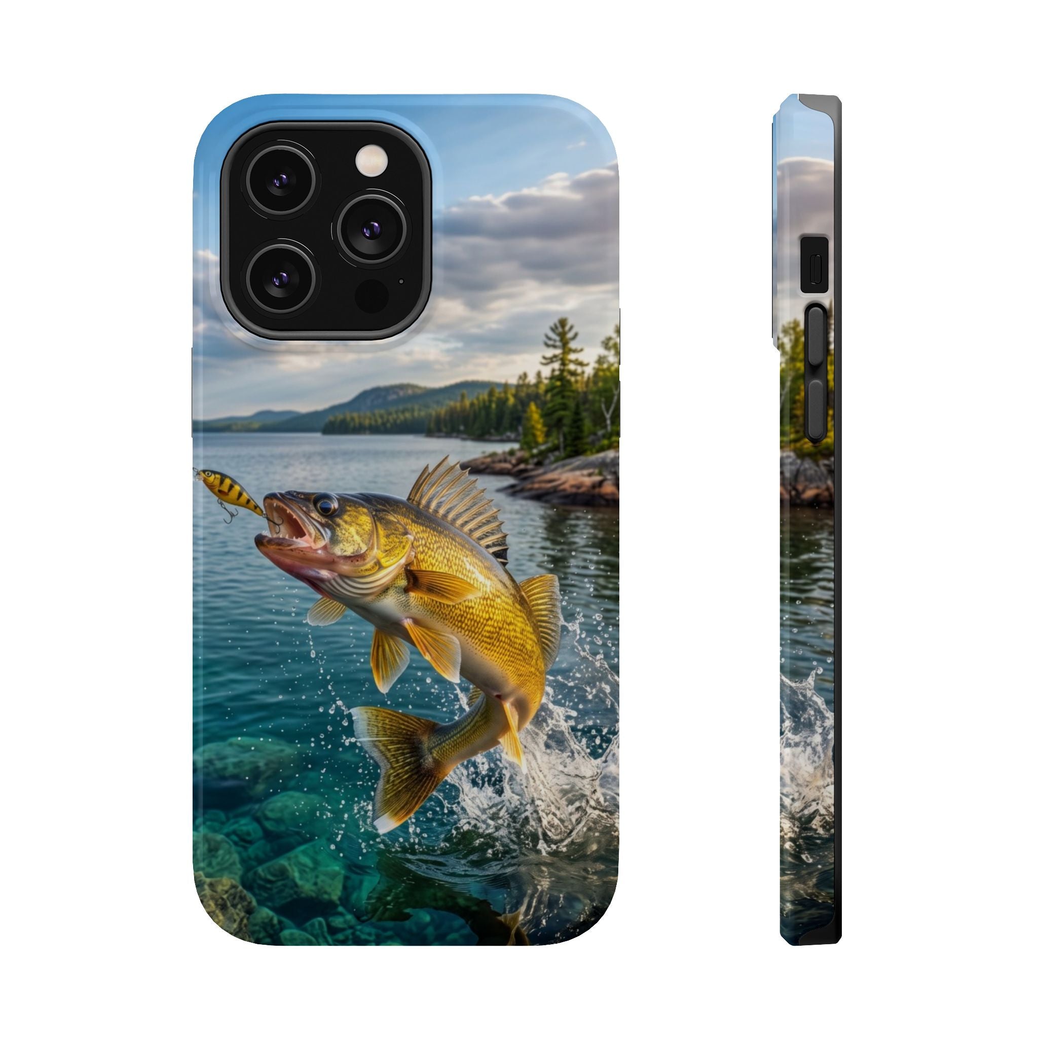 Walleye Fishing Fish Phone Case MagSafe Compatible for iPhone & Samsung Galaxy | Walleye Fisherman Gift | Dual Layer Tough Case