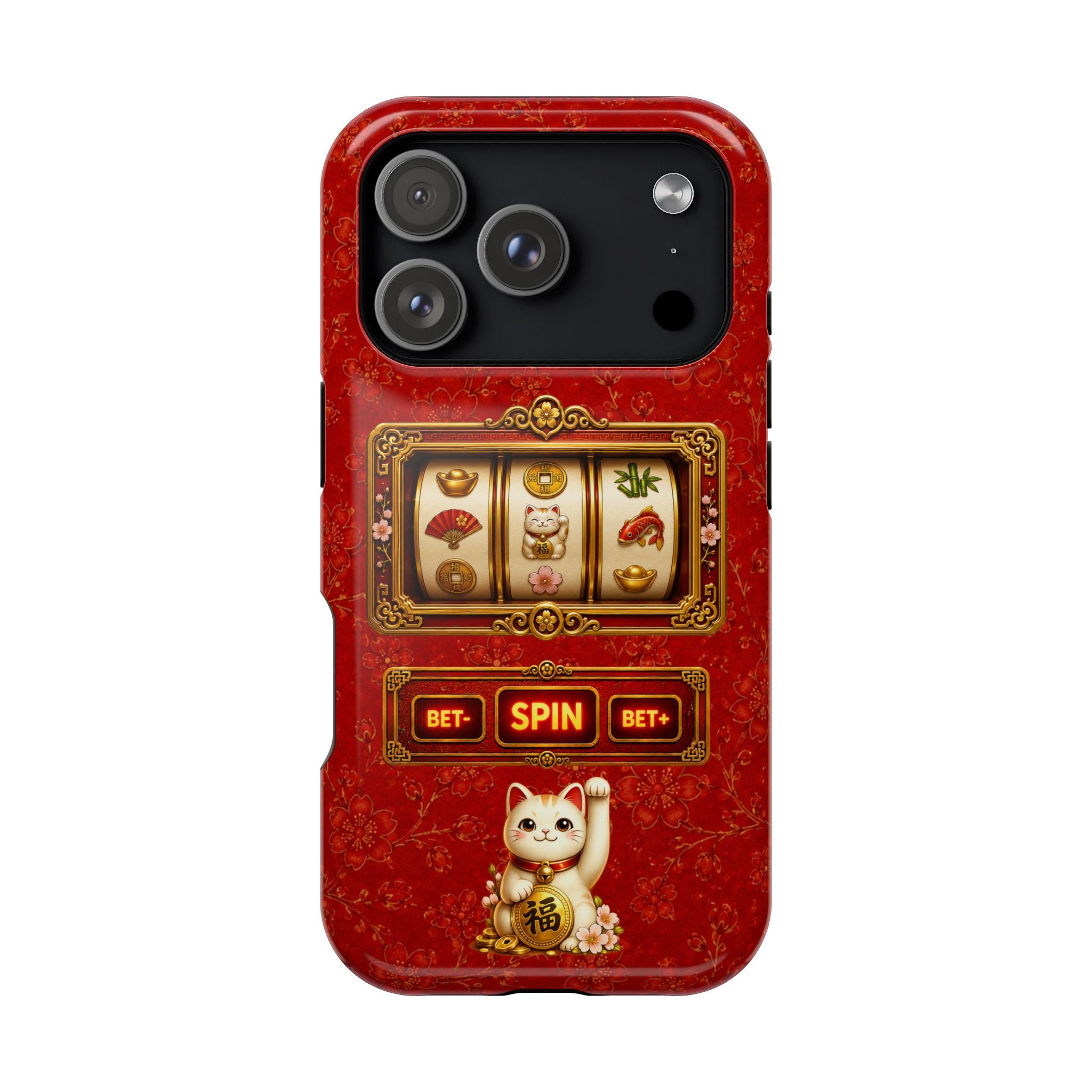 Lucky Cat Slot Machine iPhone Case - MagSafe Compatible - Maneki Neko