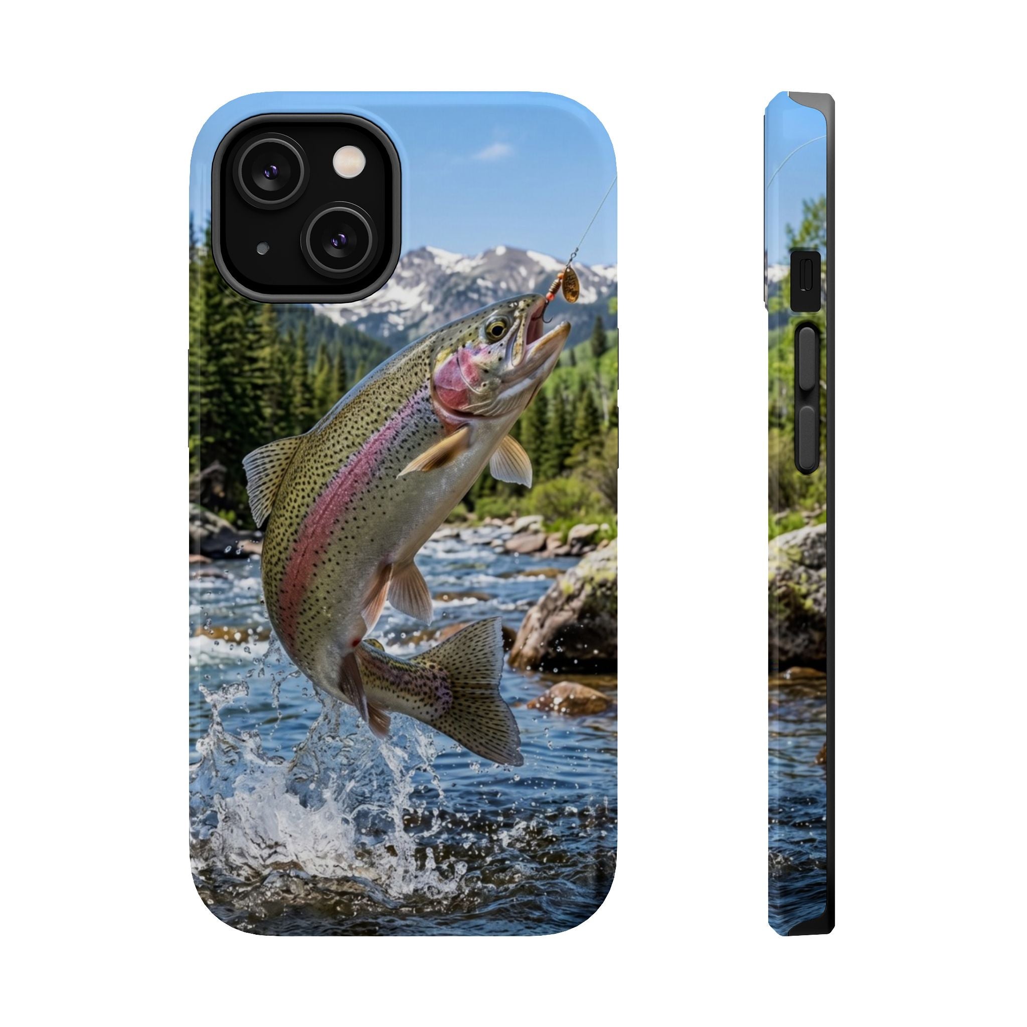 Rainbow Trout Fishing Fish Phone Case MagSafe Compatible for iPhone & Samsung Galaxy | Trout Fisherman Gift | Dual Layer Tough Case