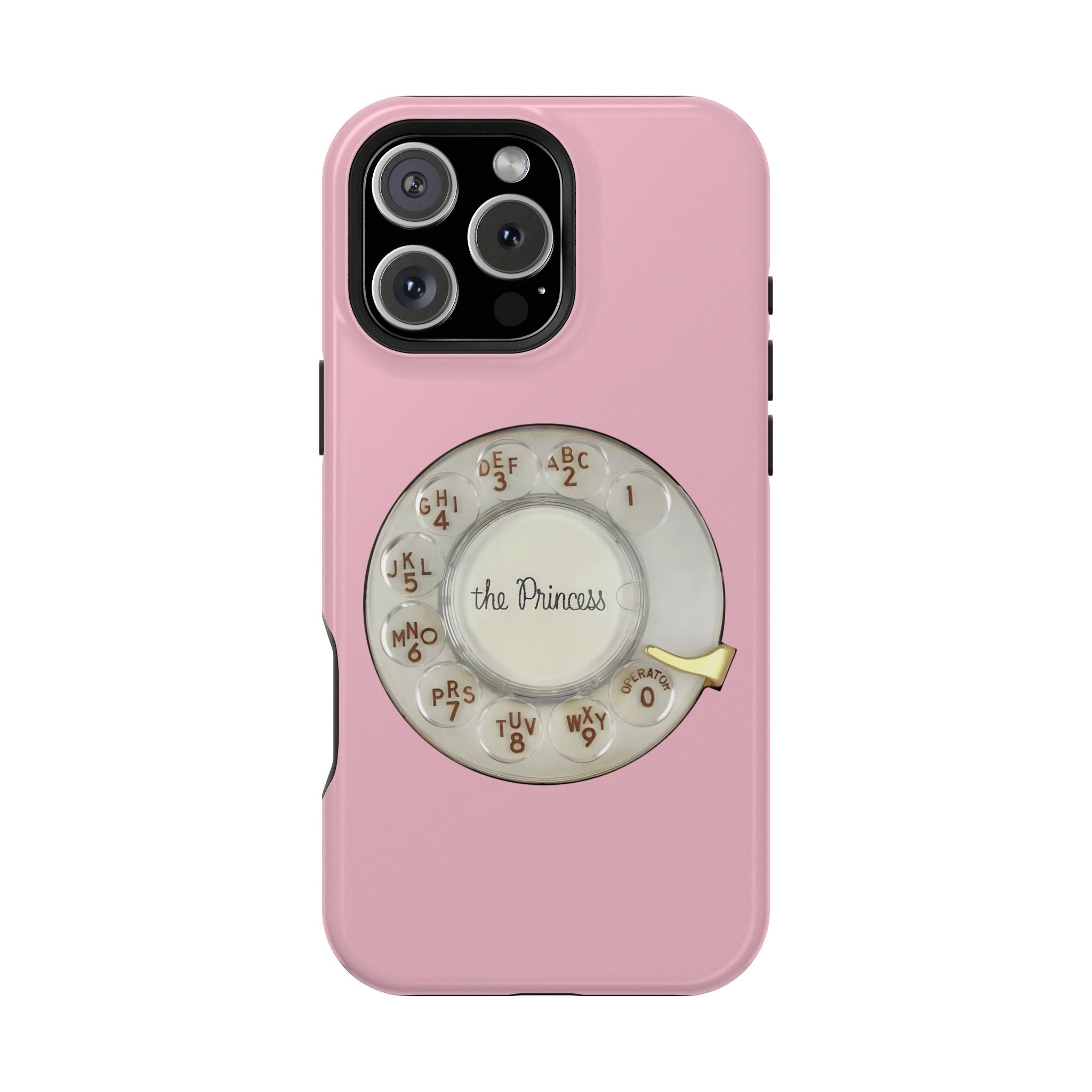 Retro Pink Princess Phone Look MagSafe Compatible iPhone Case Rotary Dial Nostalgia