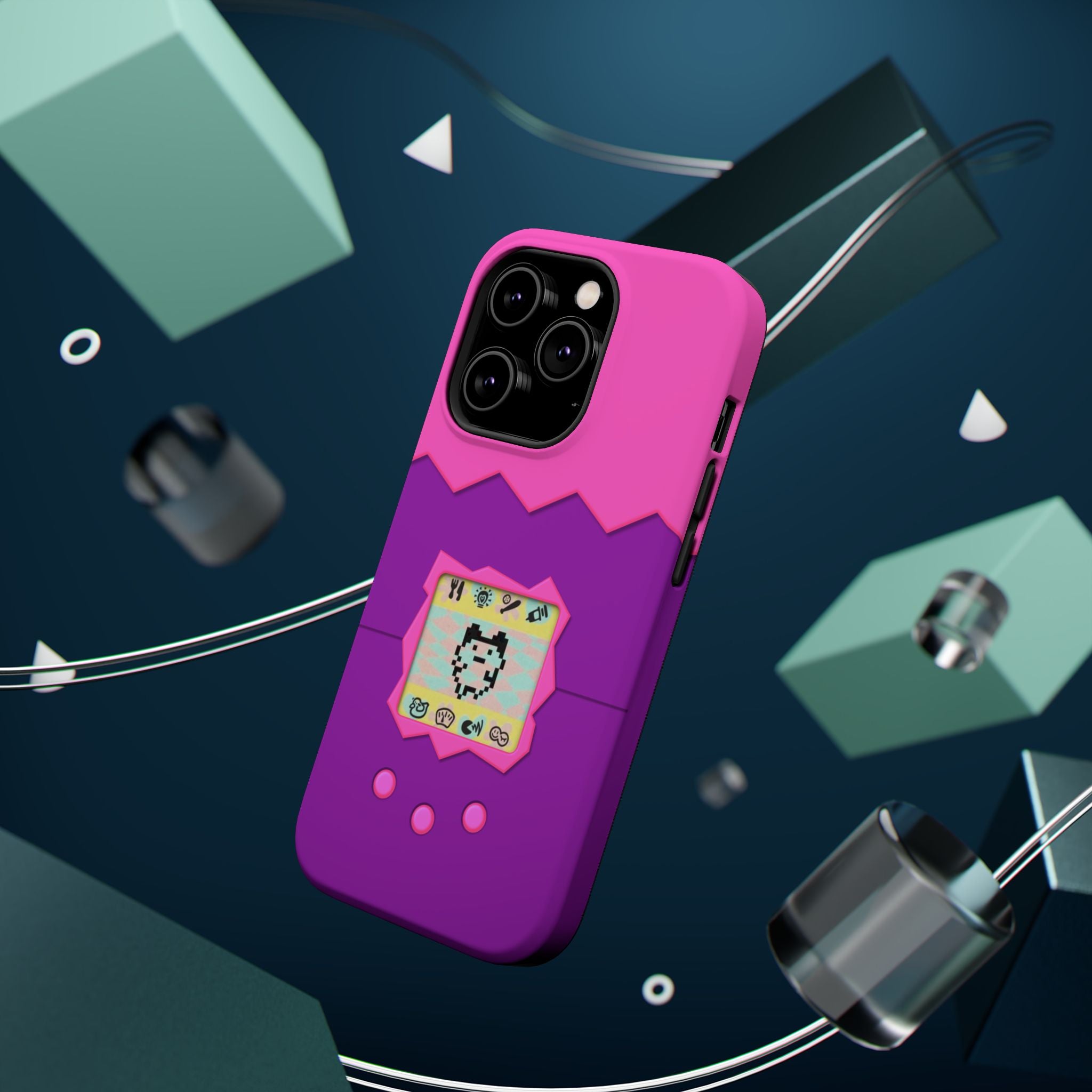 Virtual Pet Magnetic iPhone MagSafe Compatible Impact-Resistant Case Retro 90s