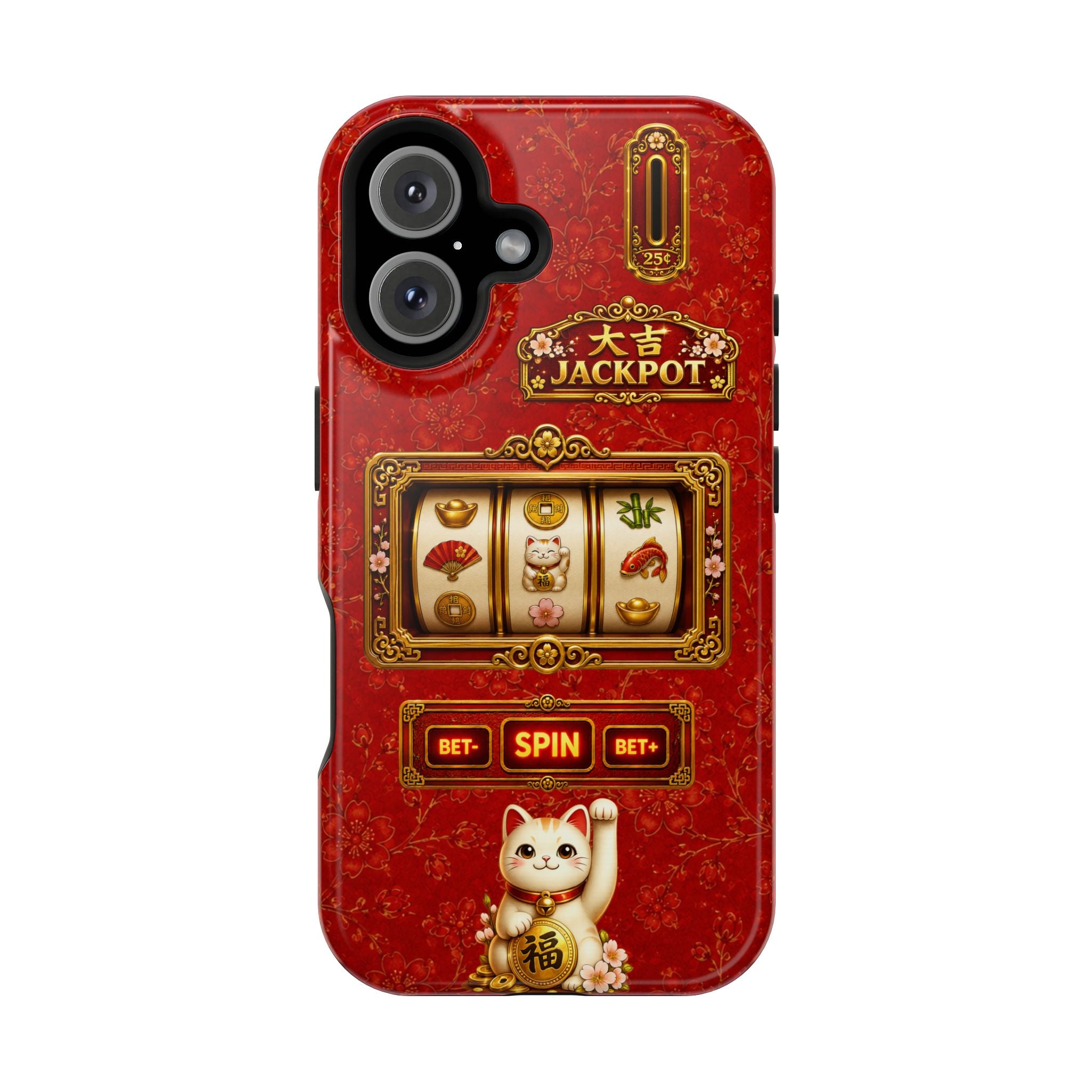Lucky Cat Slot Machine iPhone Case - MagSafe Compatible - Maneki Neko