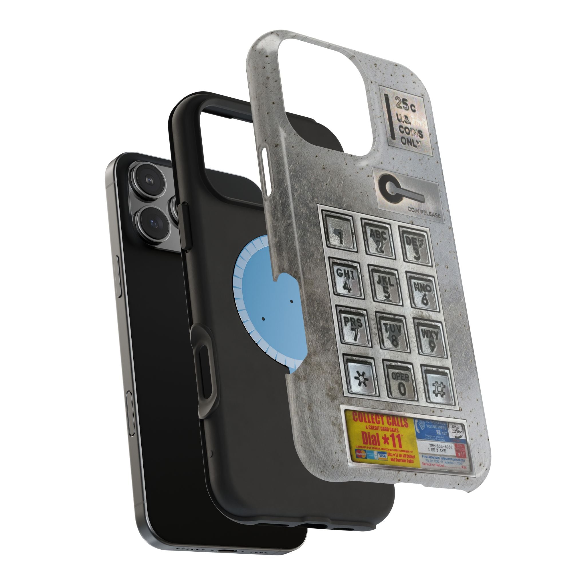 Payphone Retro Tech MagSafe Phone Case For iPhone and Samsung Galaxy 26 - TouchTone Pay Phone Distressed 2 Layers of Protection Flat Art