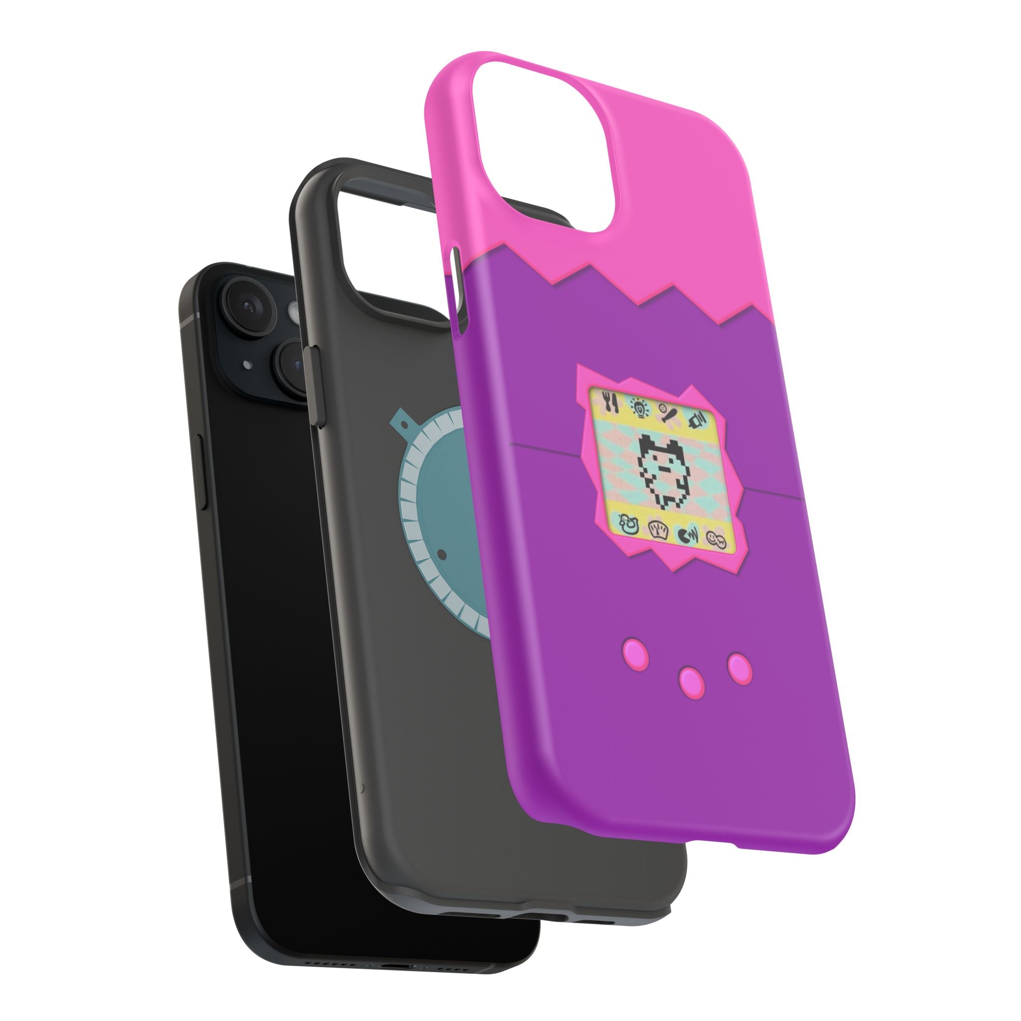 Virtual Pet Magnetic iPhone MagSafe Compatible Impact-Resistant Case Retro 90s