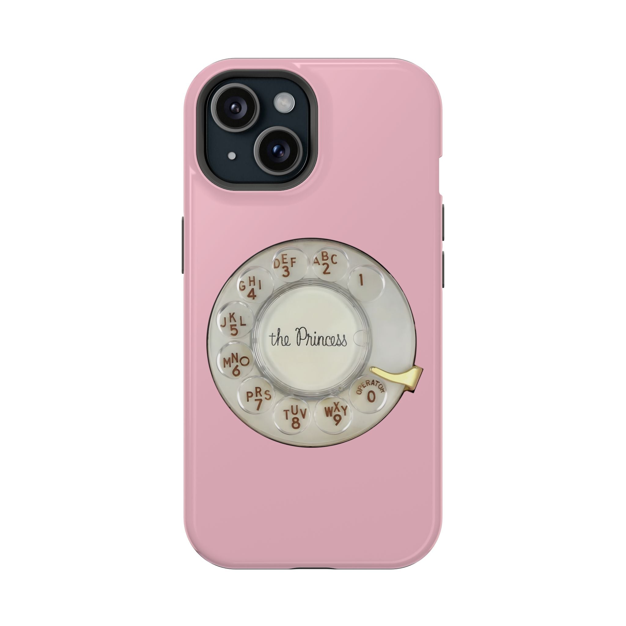 Retro Pink Princess Phone Look MagSafe Compatible iPhone Case Rotary Dial Nostalgia