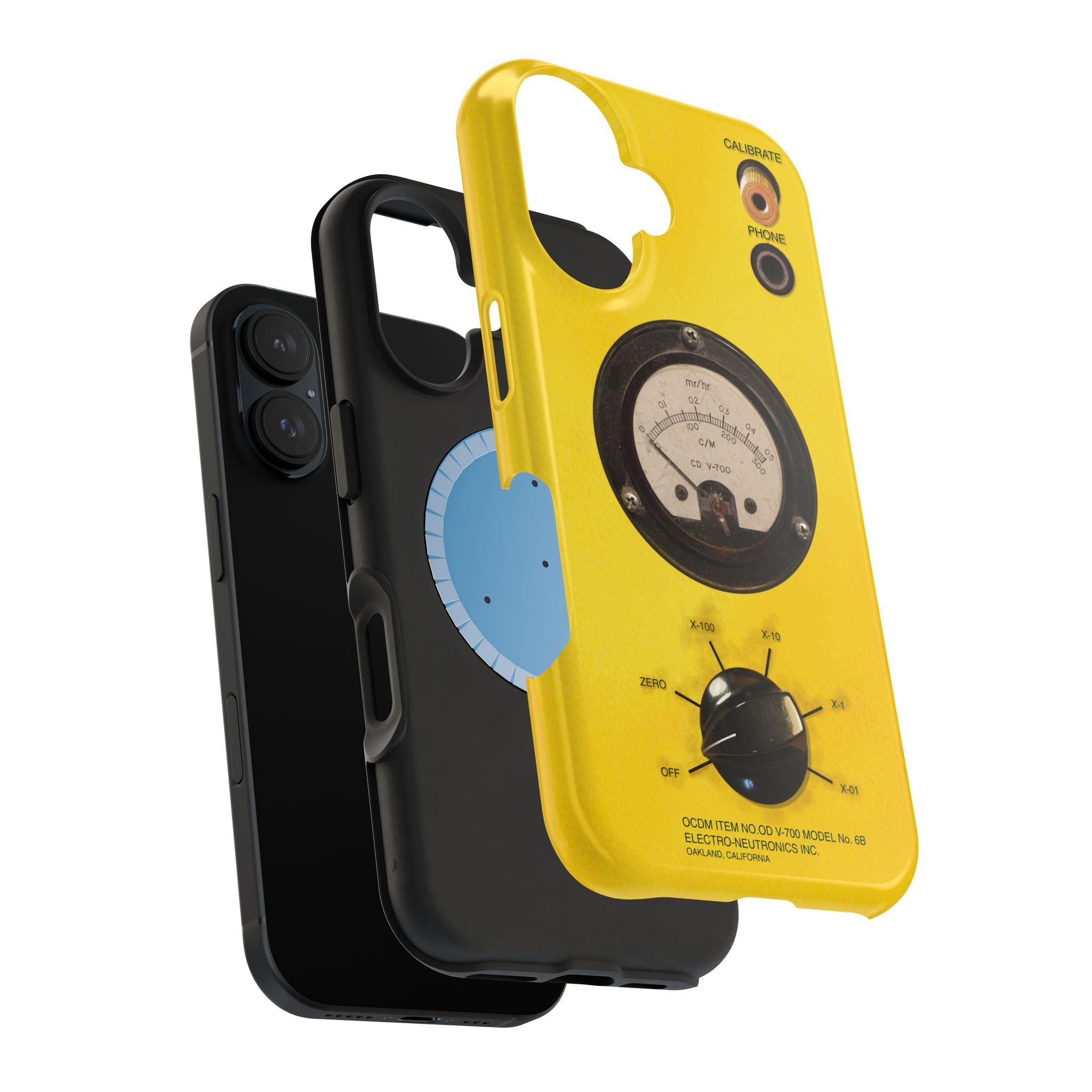 Geiger Counter Look iPhone Case 17 16 15 14 13 MagSafe Compatible Impact-Resistant Phone
