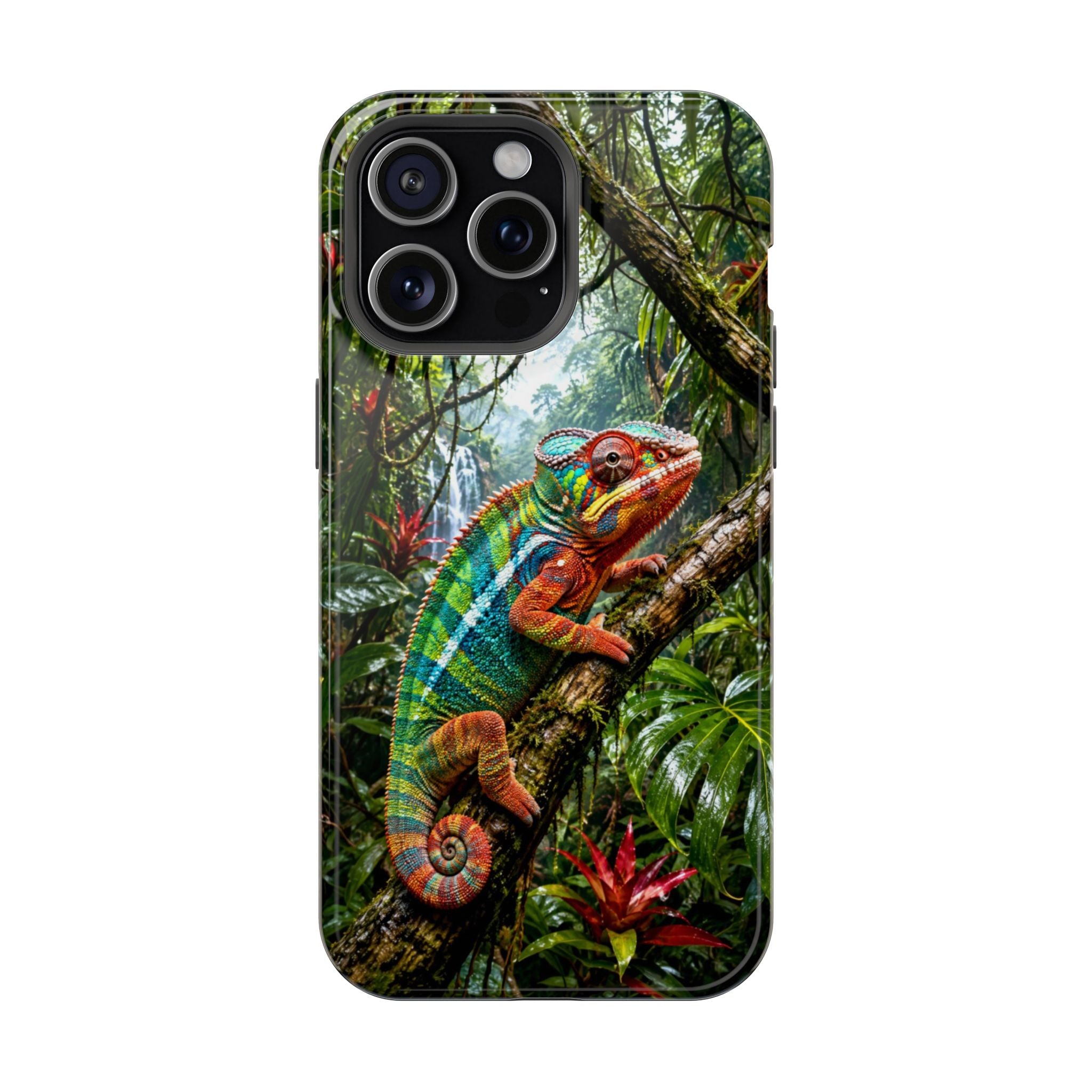 Panther Chameleon Phone Case, MagSafe iPhone 14-17 & Samsung Galaxy S26 Case, Colorful Reptile Rainforest Wildlife Gift