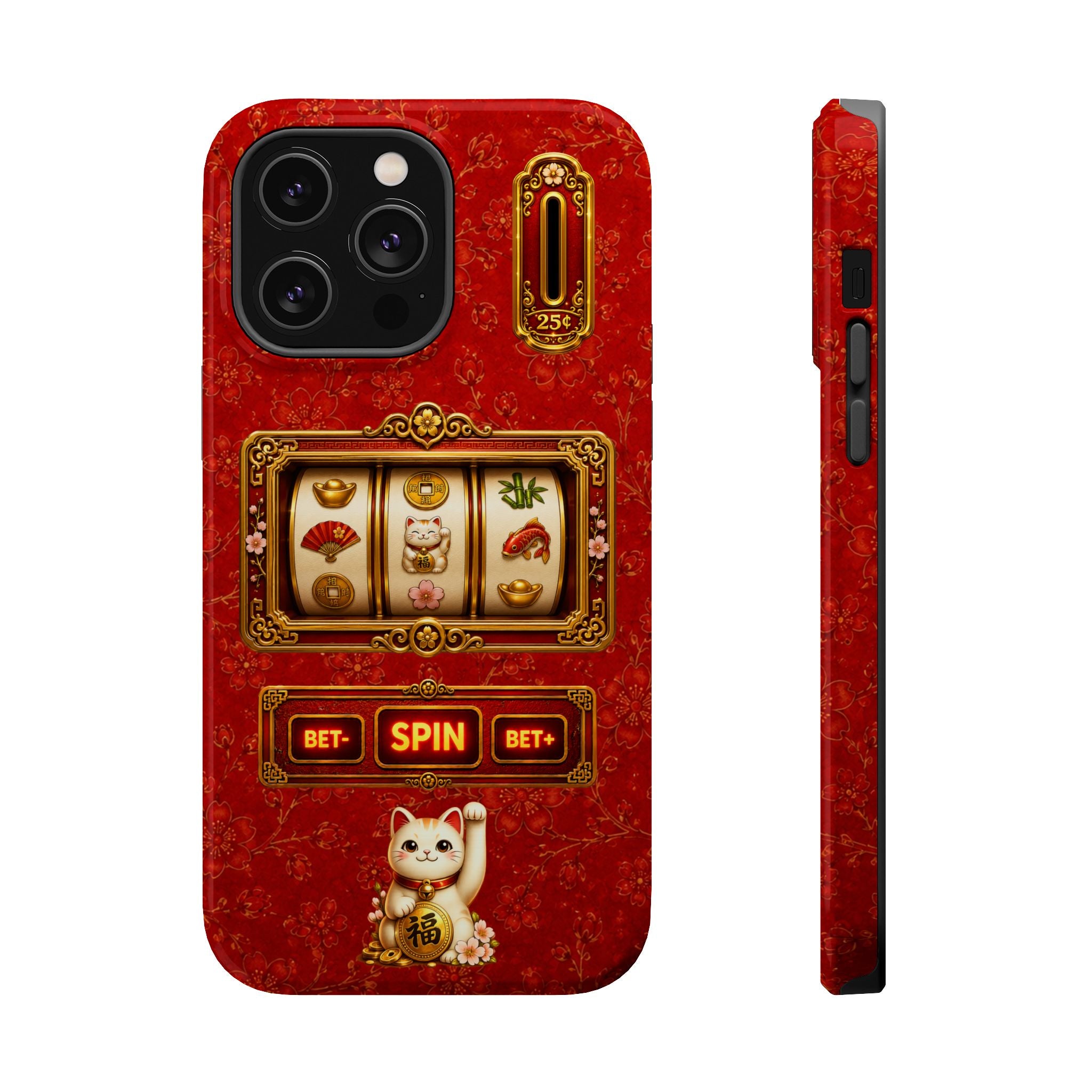 Lucky Cat Slot Machine iPhone Case - MagSafe Compatible - Maneki Neko