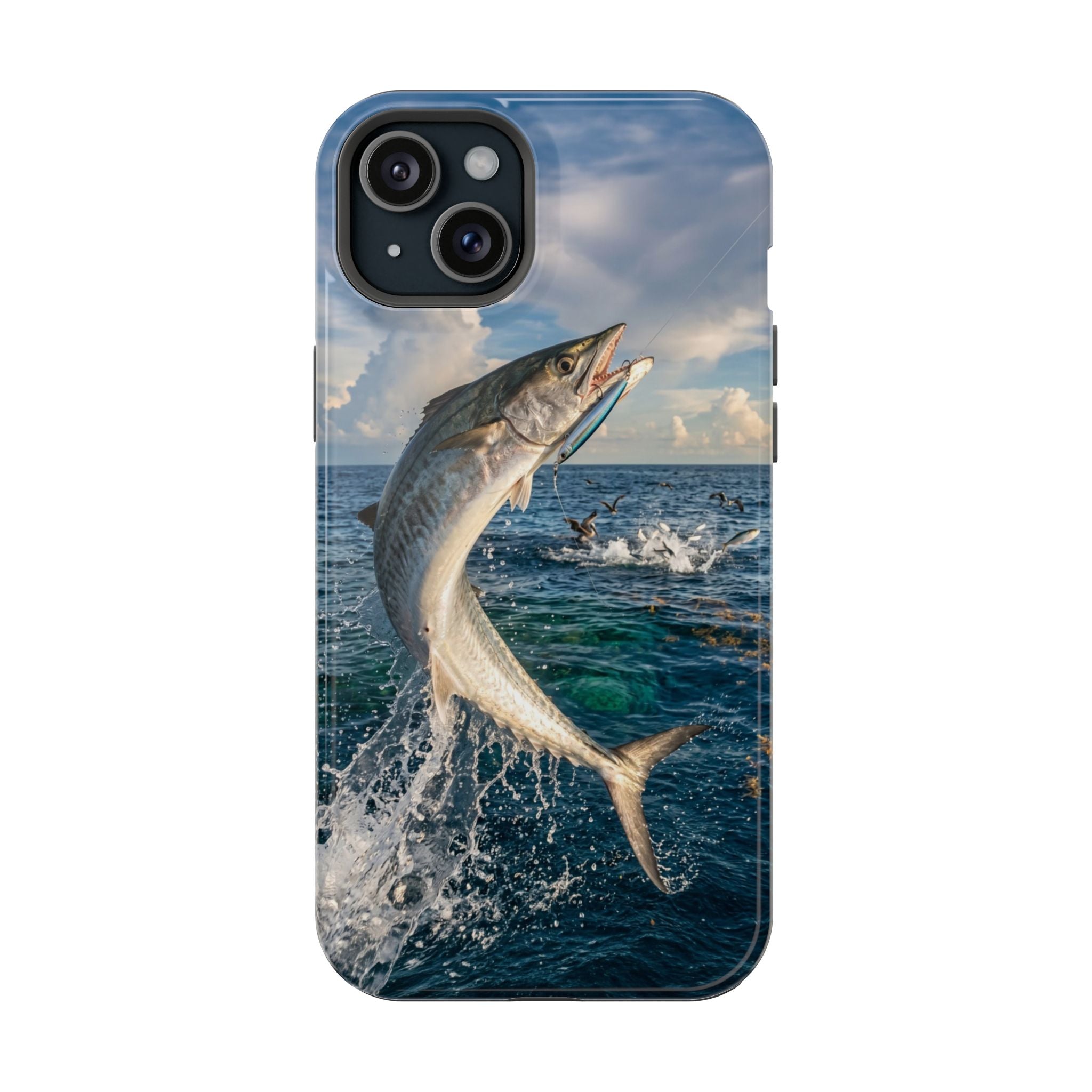 Kingfish King Mackerel Fishing Phone Case MagSafe Compatible for iPhone & Samsung Galaxy | Fisherman Gift | Dual Layer Tough Case