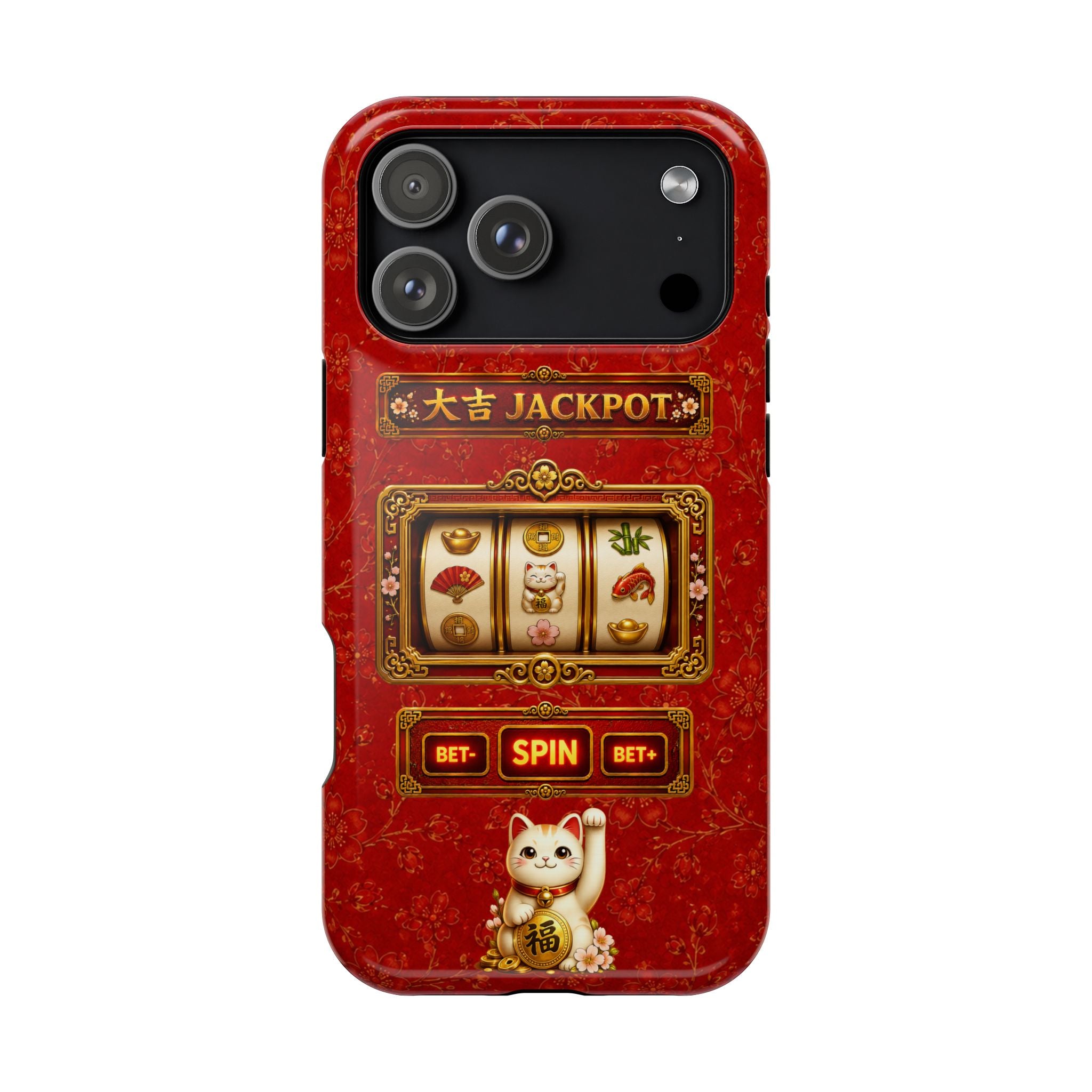 Lucky Cat Slot Machine iPhone Case - MagSafe Compatible - Maneki Neko