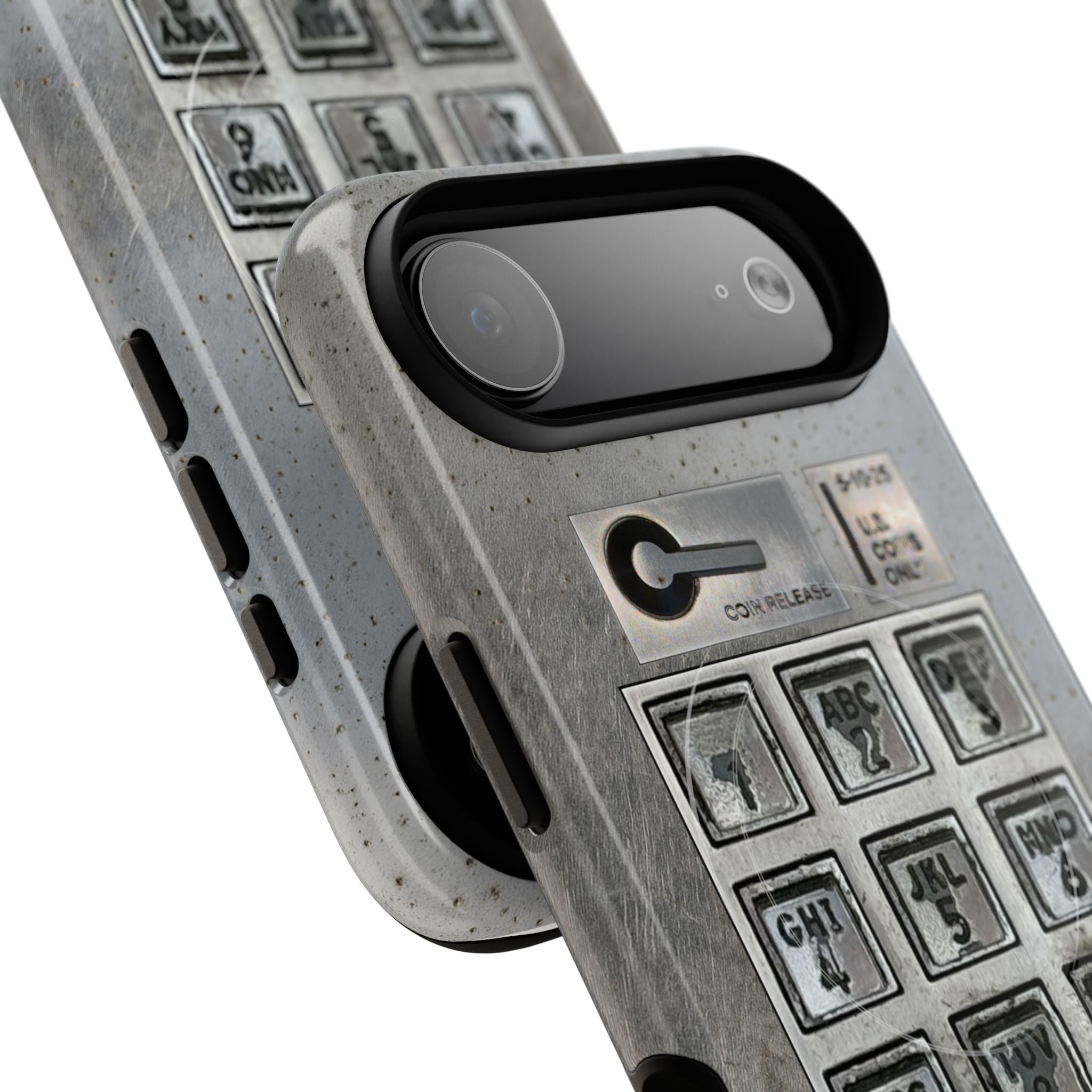 Payphone Retro Tech MagSafe iPhone Case 17 16 15 14 Pro Max Plus TouchTone Pay Phone Distressed 2 Layers of Protection Flat Art