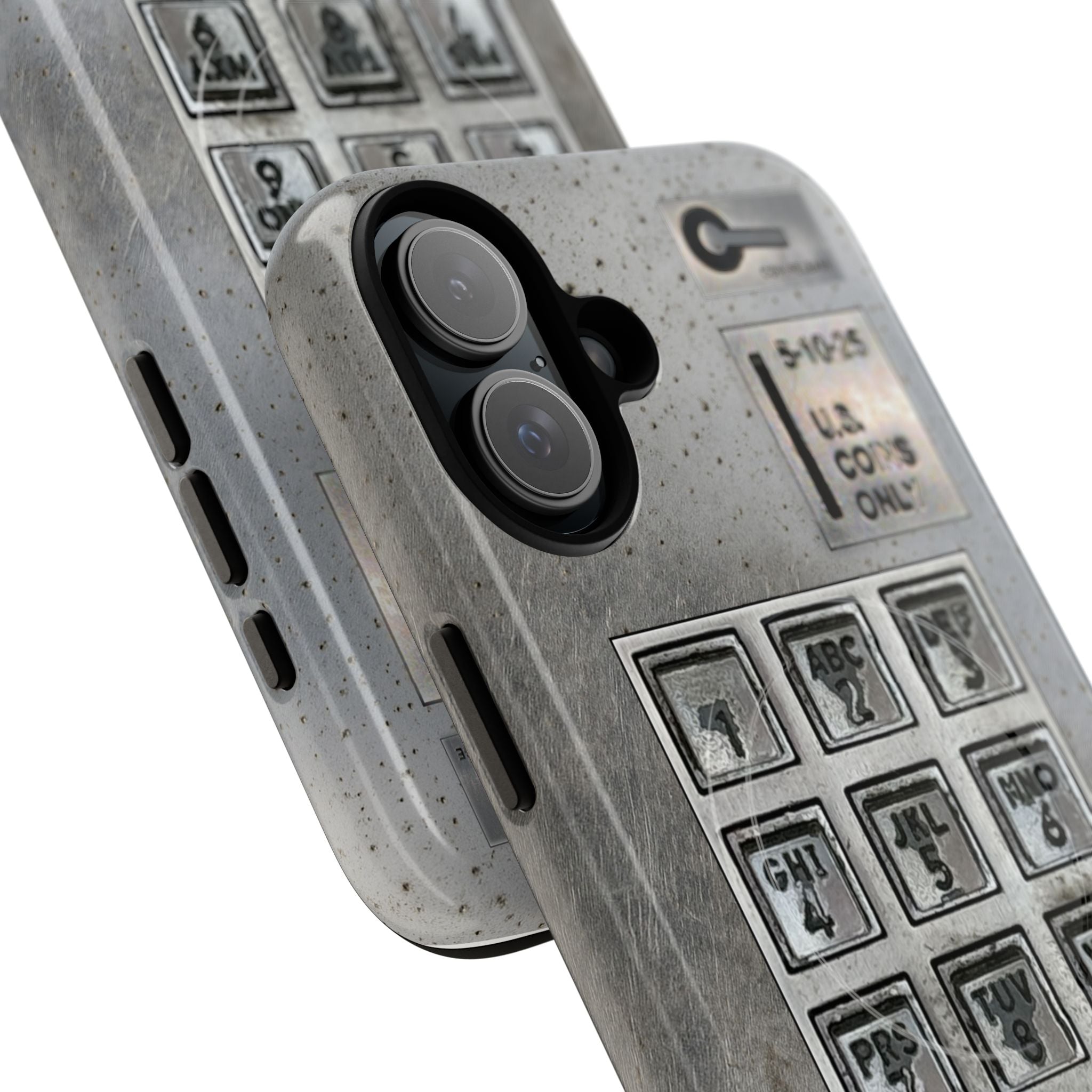 Payphone Retro Tech MagSafe iPhone Case 17 16 15 14 Pro Max Plus TouchTone Pay Phone Distressed 2 Layers of Protection Flat Art