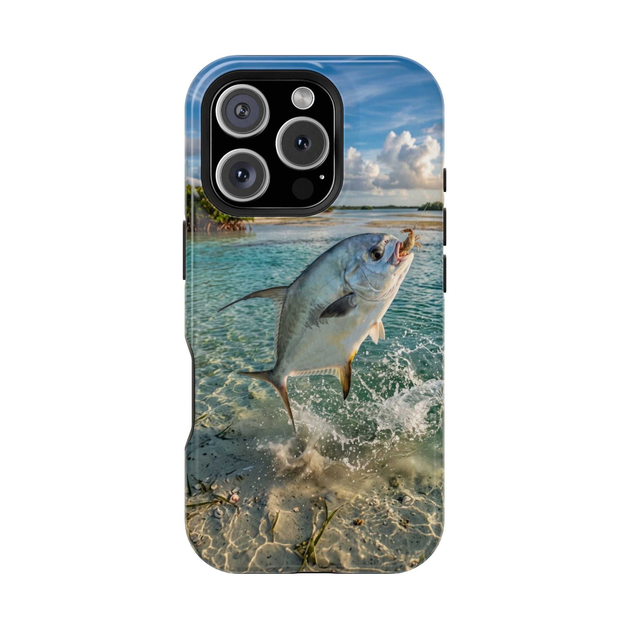 Permit Fish Fishing Phone Case MagSafe Compatible for iPhone & Samsung Galaxy | Flats Fishing Gift | Dual Layer Tough Case