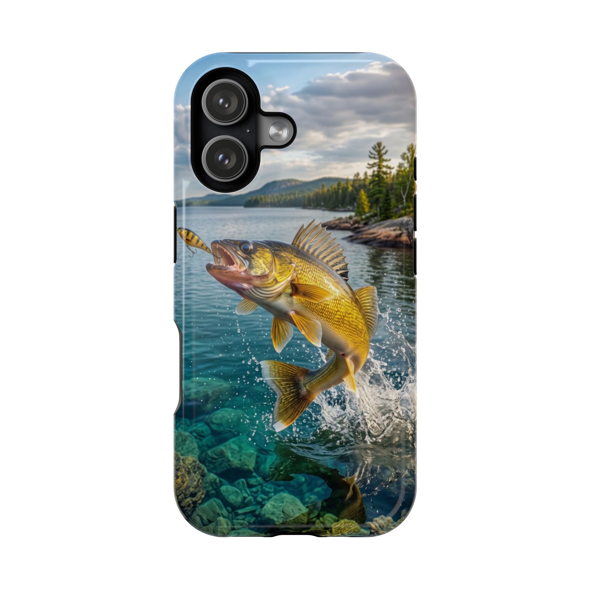 Walleye Fishing Fish Phone Case MagSafe Compatible for iPhone & Samsung Galaxy | Walleye Fisherman Gift | Dual Layer Tough Case