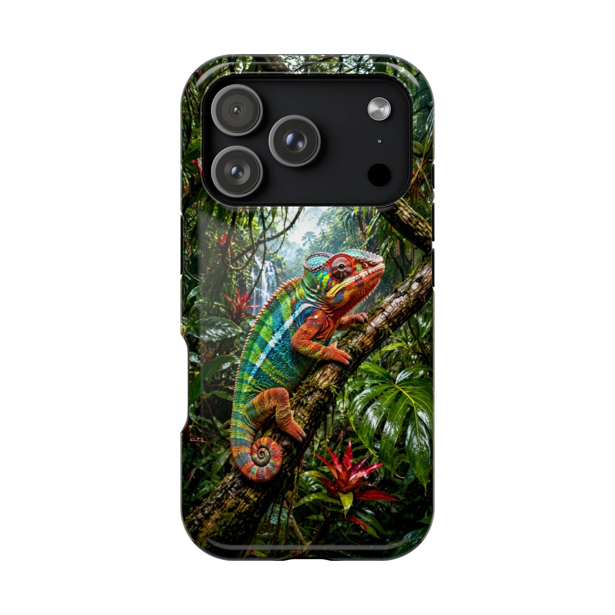 Panther Chameleon Phone Case, MagSafe iPhone 14-17 & Samsung Galaxy S26 Case, Colorful Reptile Rainforest Wildlife Gift