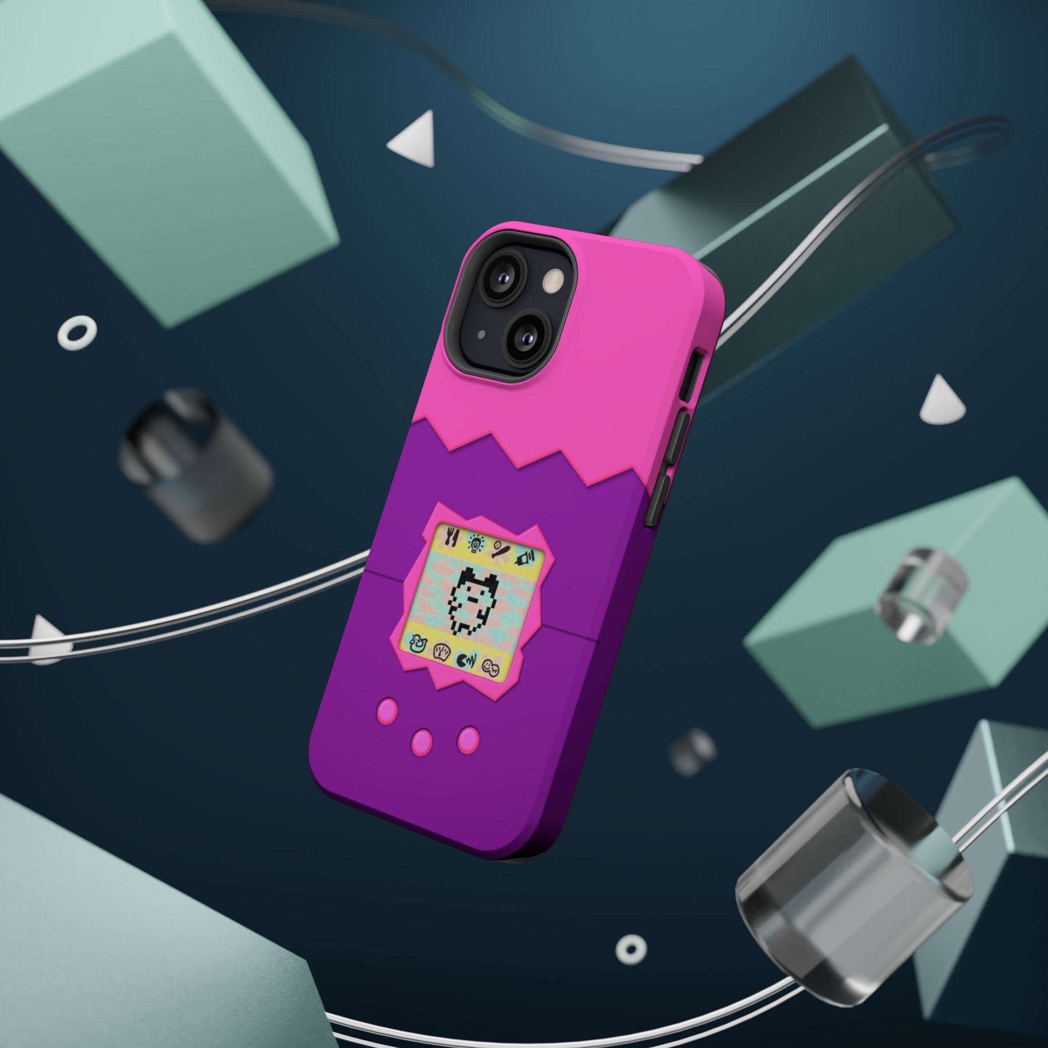 Virtual Pet Magnetic iPhone MagSafe Compatible Impact-Resistant Case Retro 90s