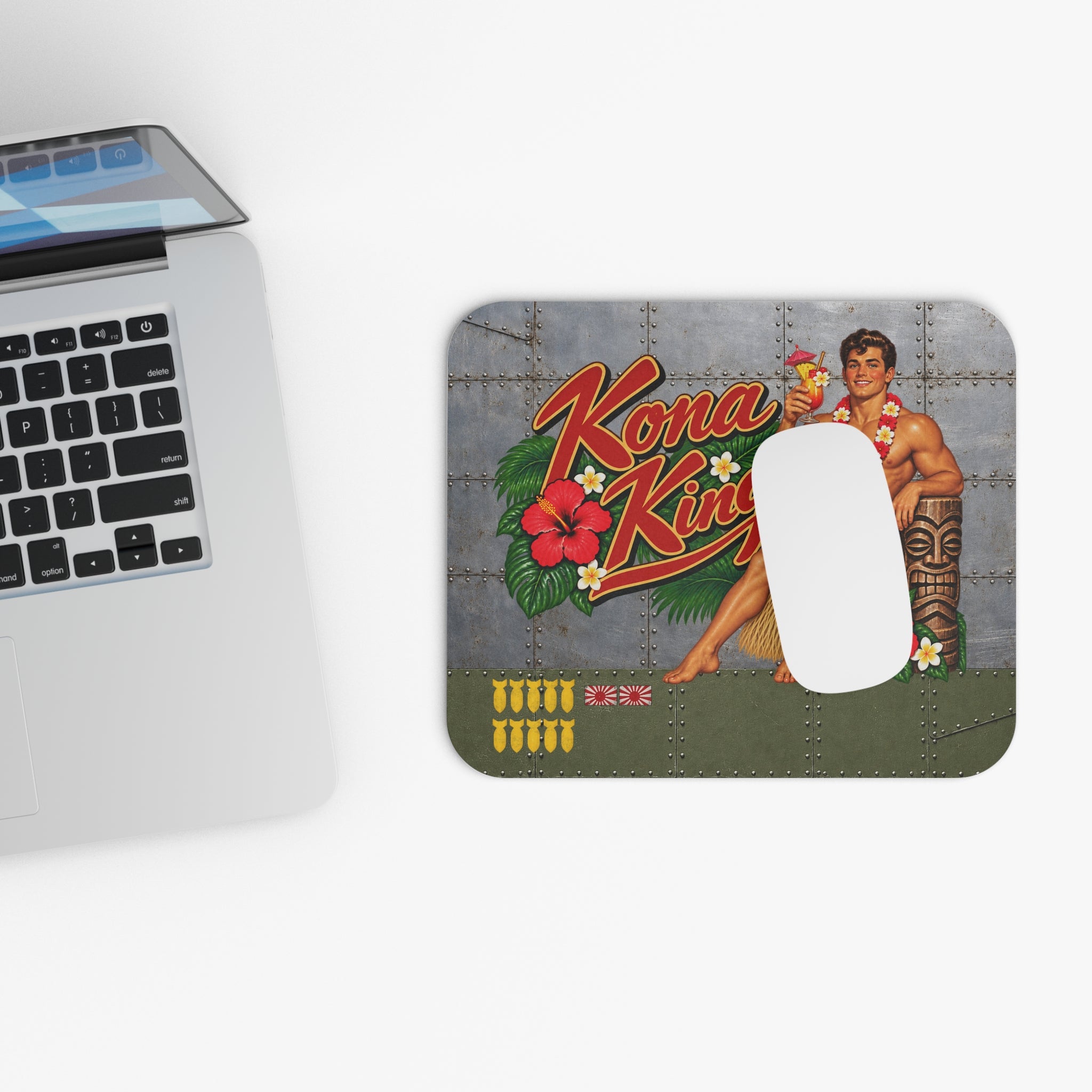 Kona King WW2 Airplane Nose Art Male Beefcake Pinup Mouse Pad (Rectangle)