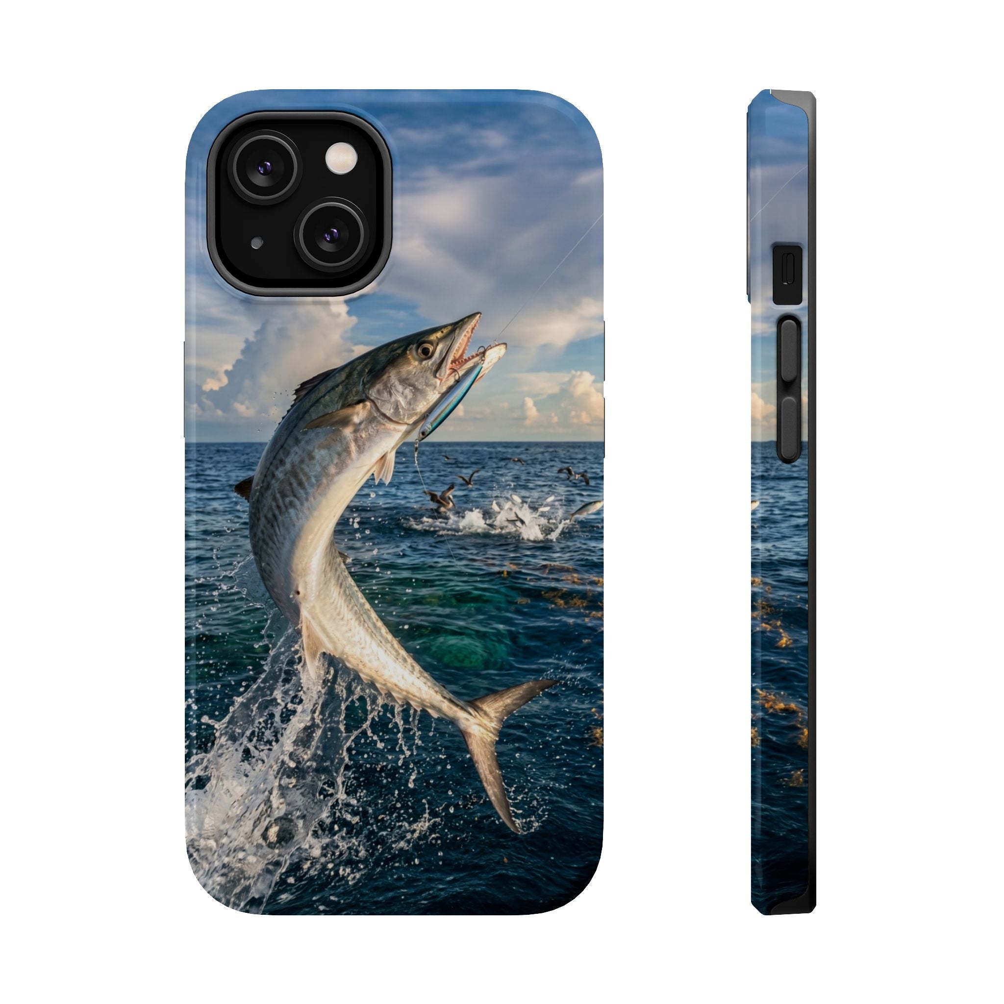 Kingfish King Mackerel Fishing Phone Case MagSafe Compatible for iPhone & Samsung Galaxy | Fisherman Gift | Dual Layer Tough Case