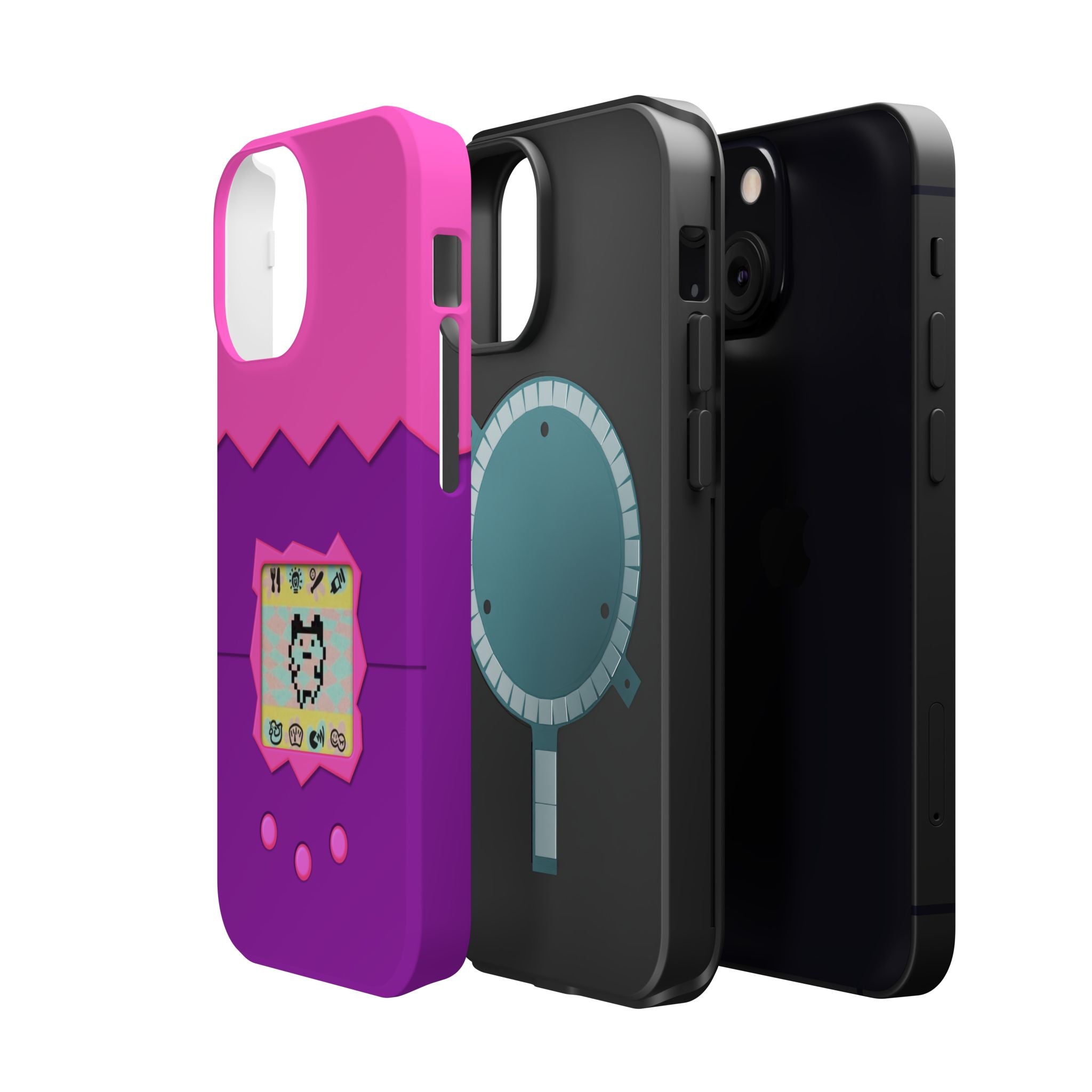 Virtual Pet Magnetic iPhone MagSafe Compatible Impact-Resistant Case Retro 90s