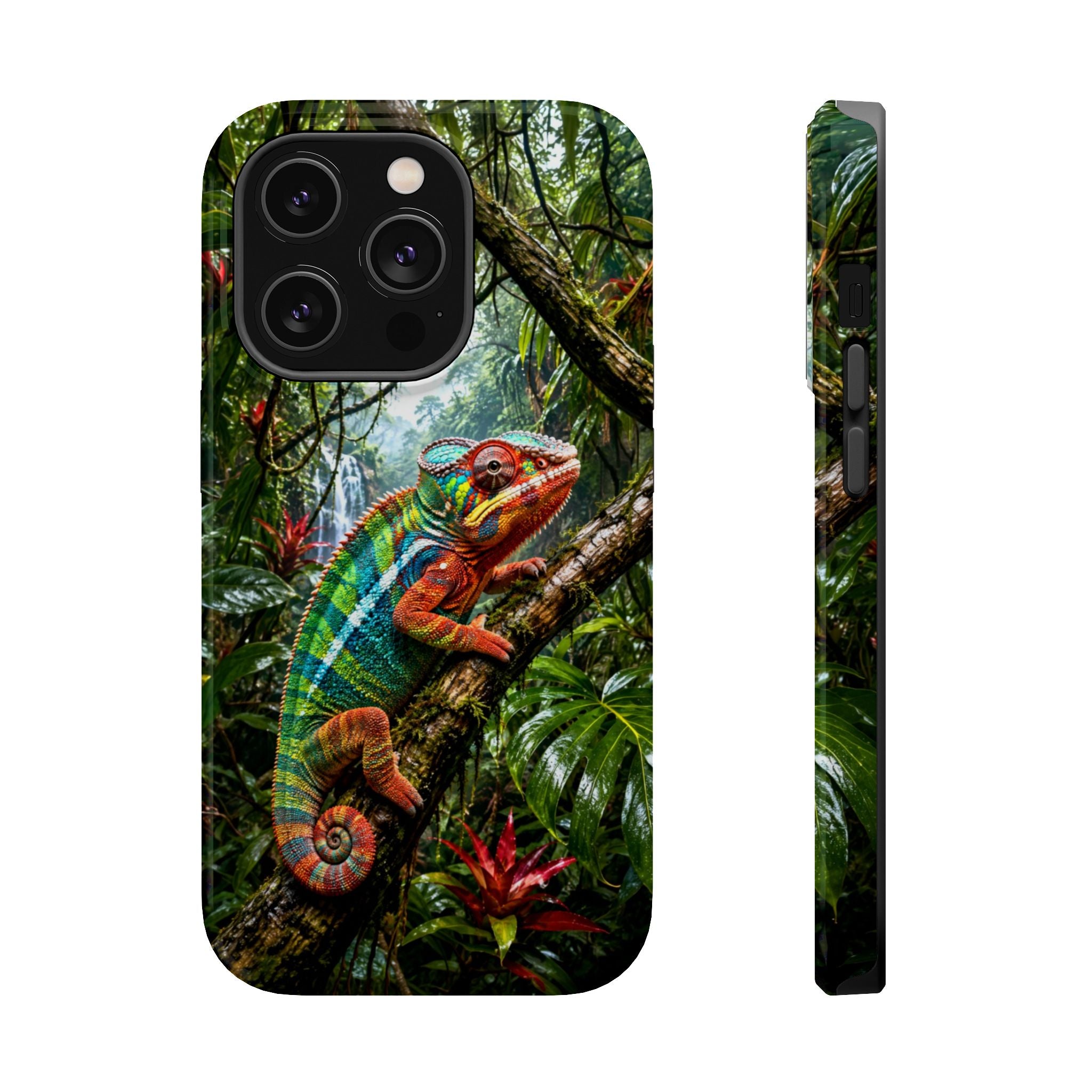 Panther Chameleon Phone Case, MagSafe iPhone 14-17 & Samsung Galaxy S26 Case, Colorful Reptile Rainforest Wildlife Gift