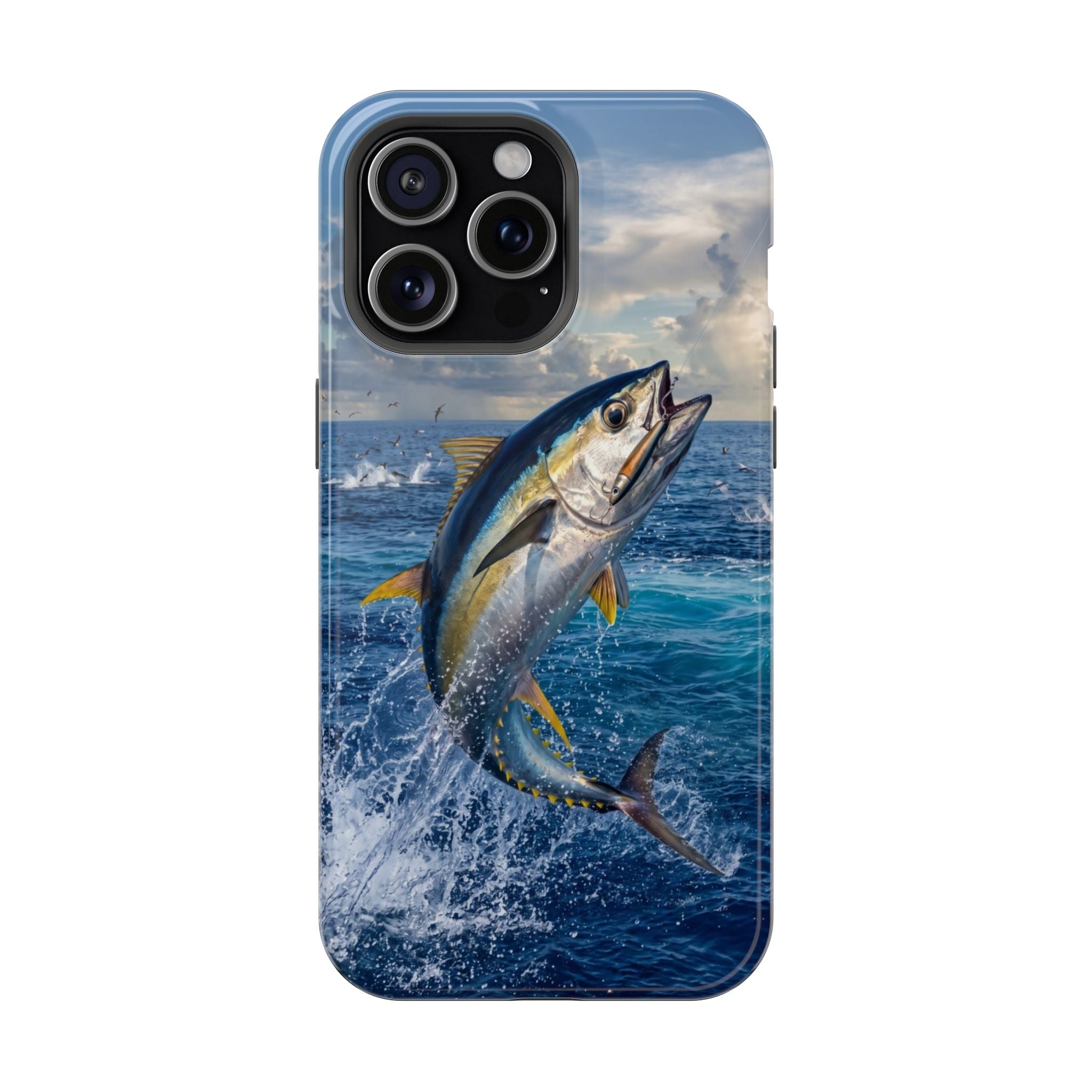 Tuna Fishing Fish Phone Case MagSafe Compatible for iPhone & Samsung Galaxy | Yellowfin Tuna Fisherman Gift | Dual Layer Tough Case