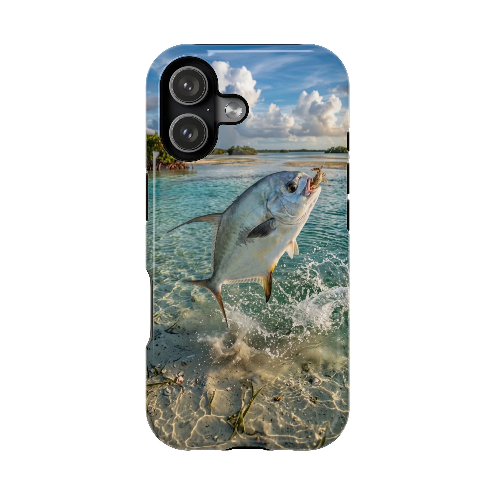 Permit Fish Fishing Phone Case MagSafe Compatible for iPhone & Samsung Galaxy | Flats Fishing Gift | Dual Layer Tough Case