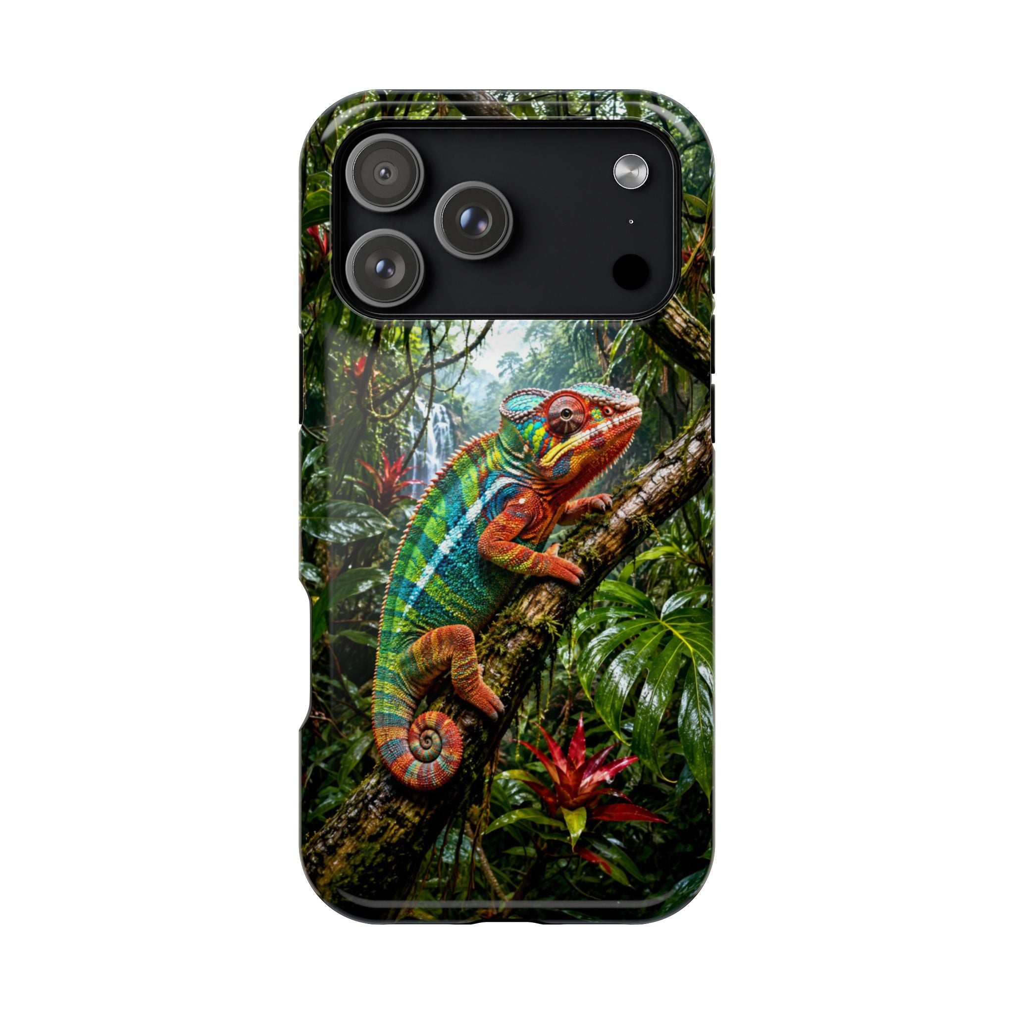 Panther Chameleon Phone Case, MagSafe iPhone 14-17 & Samsung Galaxy S26 Case, Colorful Reptile Rainforest Wildlife Gift