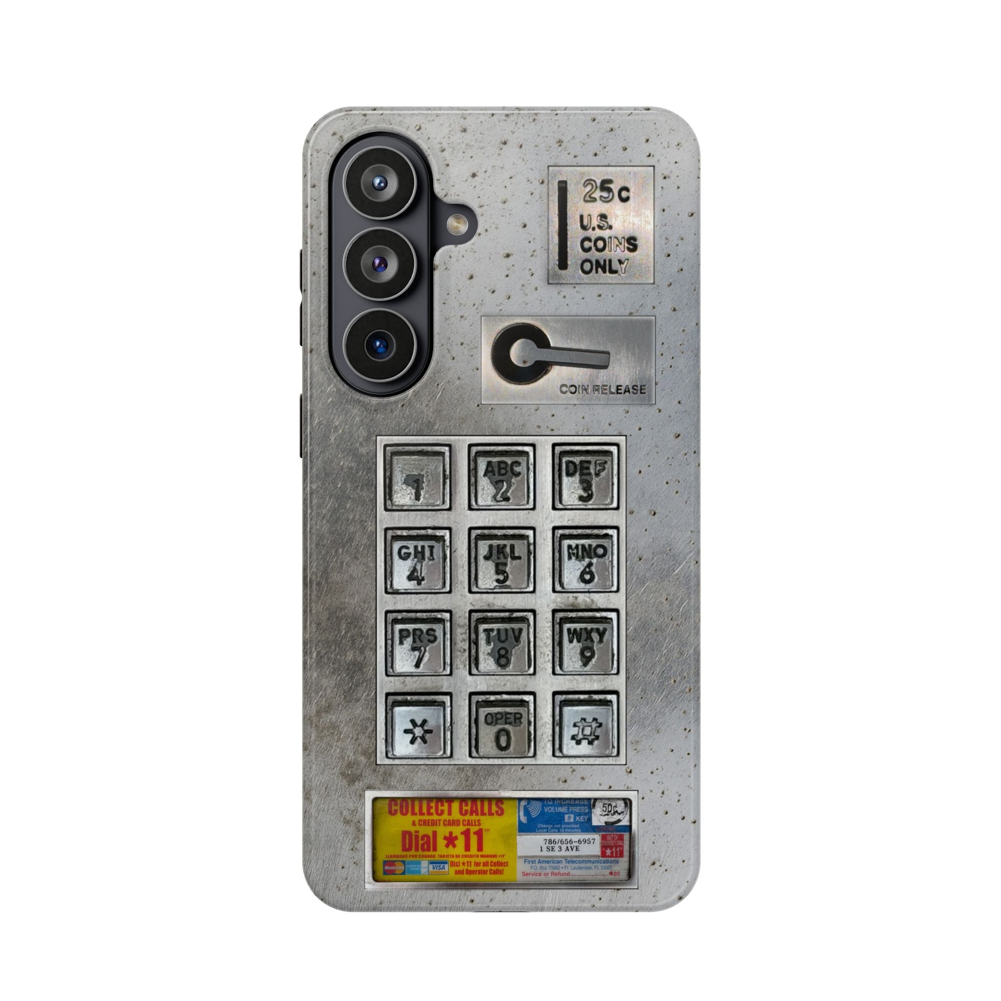 Payphone Retro Tech MagSafe Phone Case For iPhone and Samsung Galaxy 26 - TouchTone Pay Phone Distressed 2 Layers of Protection Flat Art