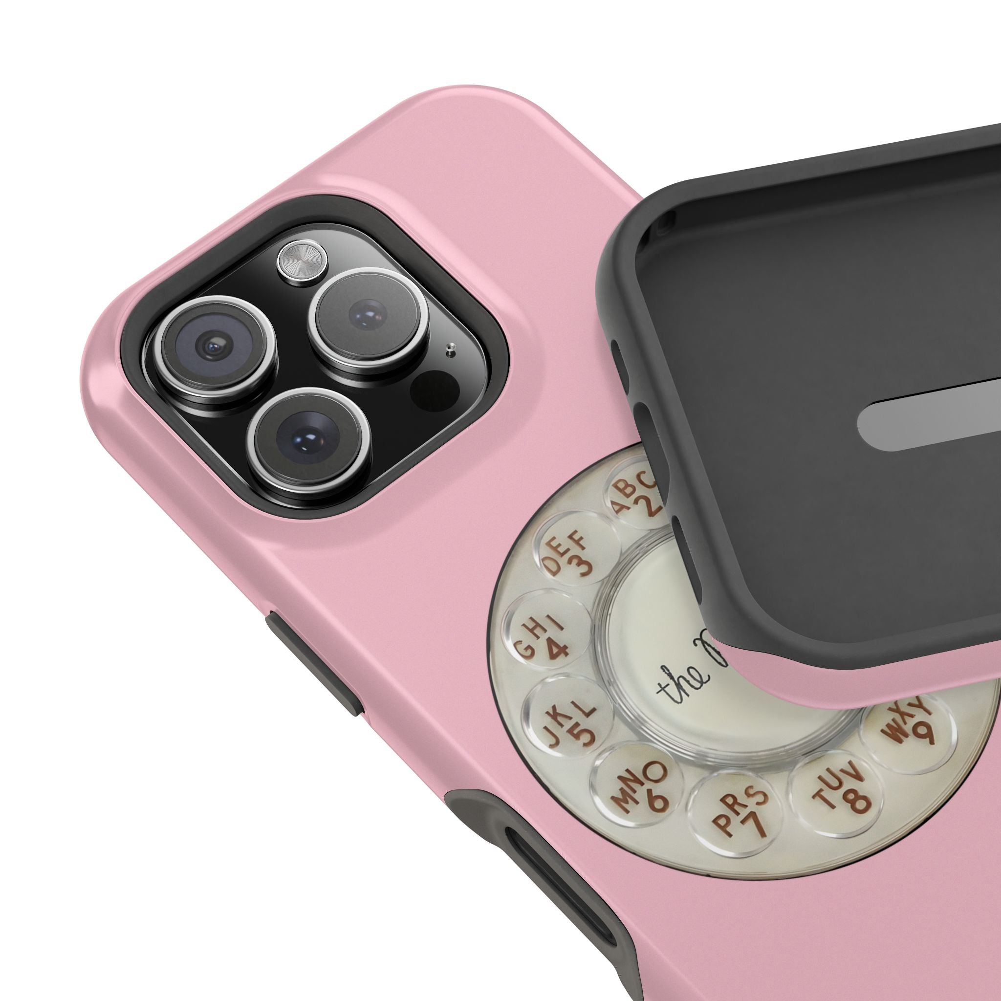 Retro Pink Princess Phone Look MagSafe Compatible iPhone Case Rotary Dial Nostalgia