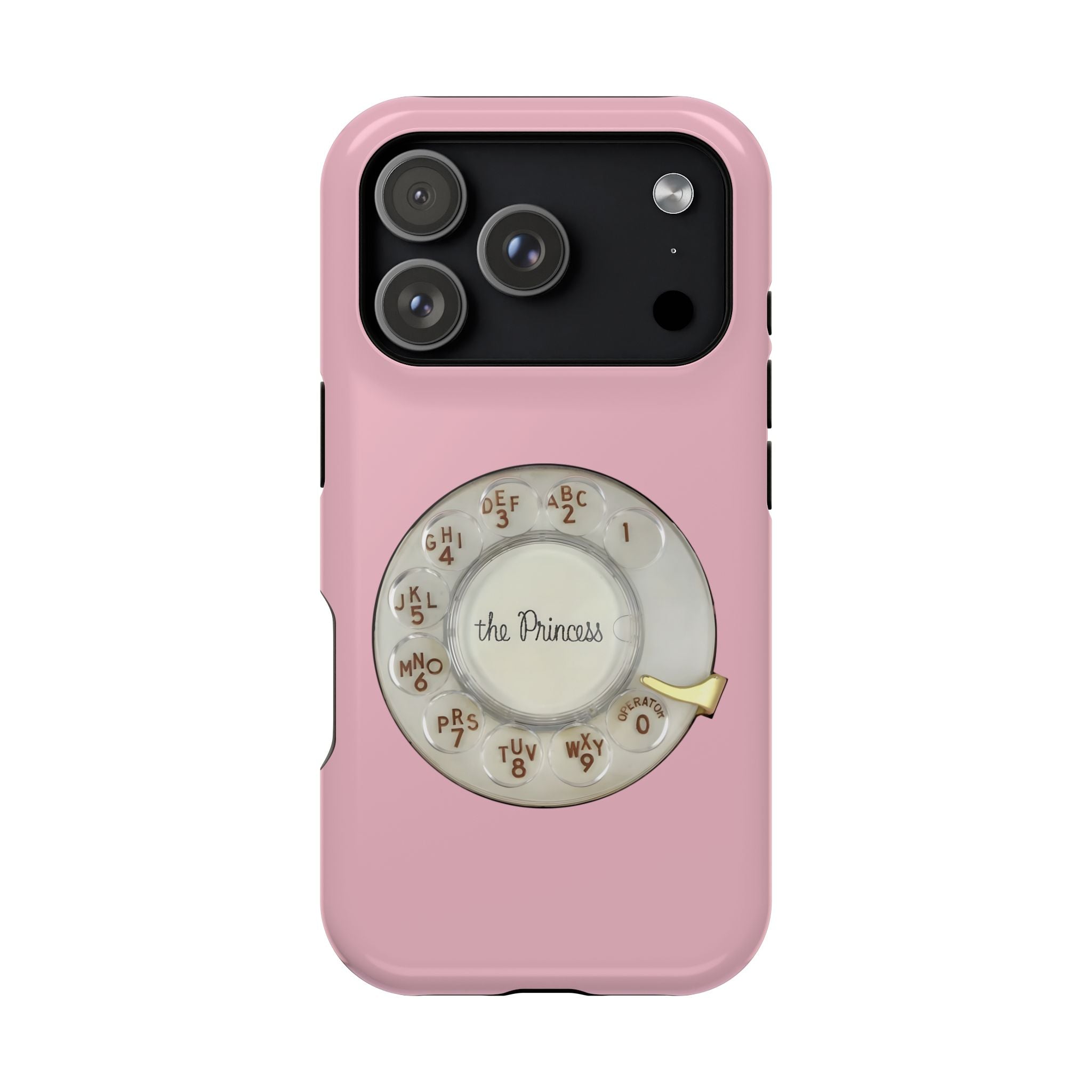 Retro Pink Princess Phone Look MagSafe Compatible iPhone Case Rotary Dial Nostalgia