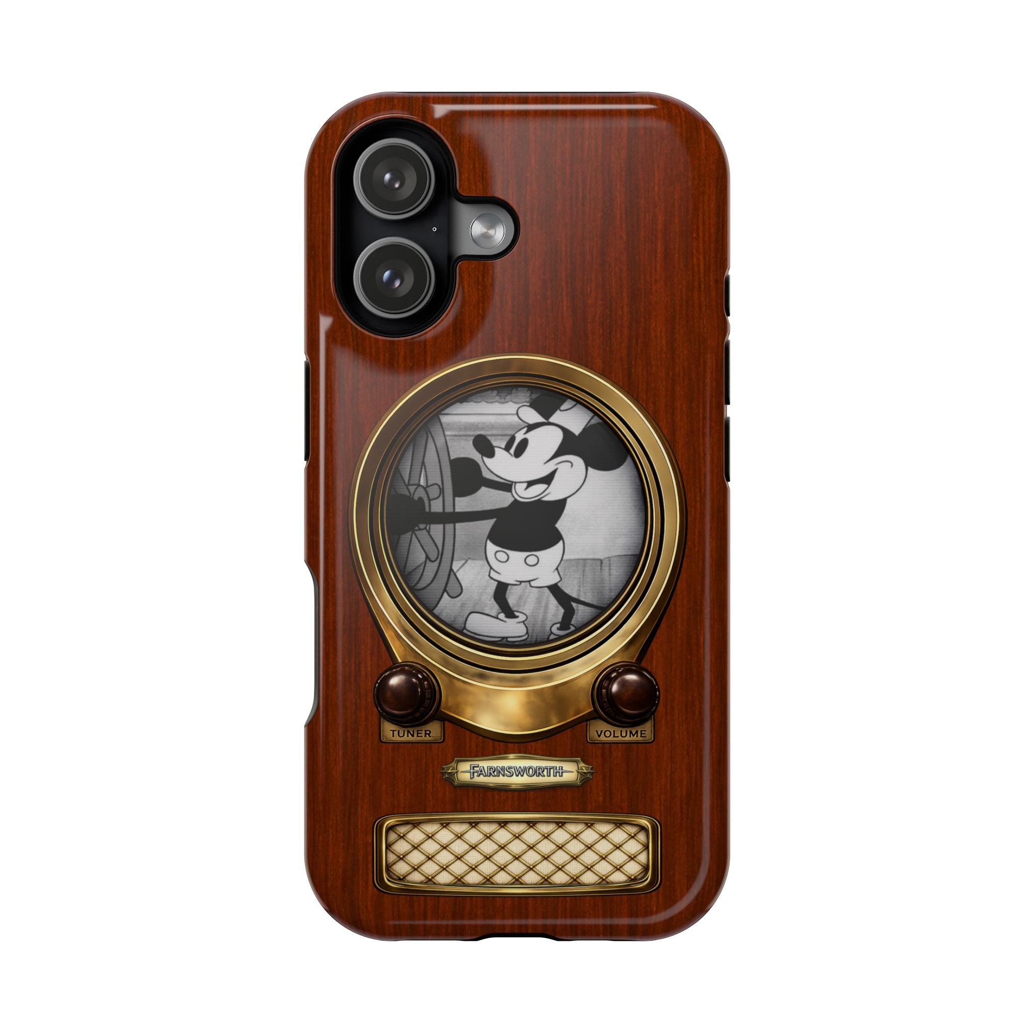 Retro Tech Antique Television MagSafe Compatible Impact-Resistant Cases for iPhone Phone Case - Steamboat Willie