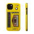 Retro Cassette AM FM Radio iPhone Case, Vintage Walkman Style Phone Case, MagSafe Dual Layer Protective Case Sport Yellow
