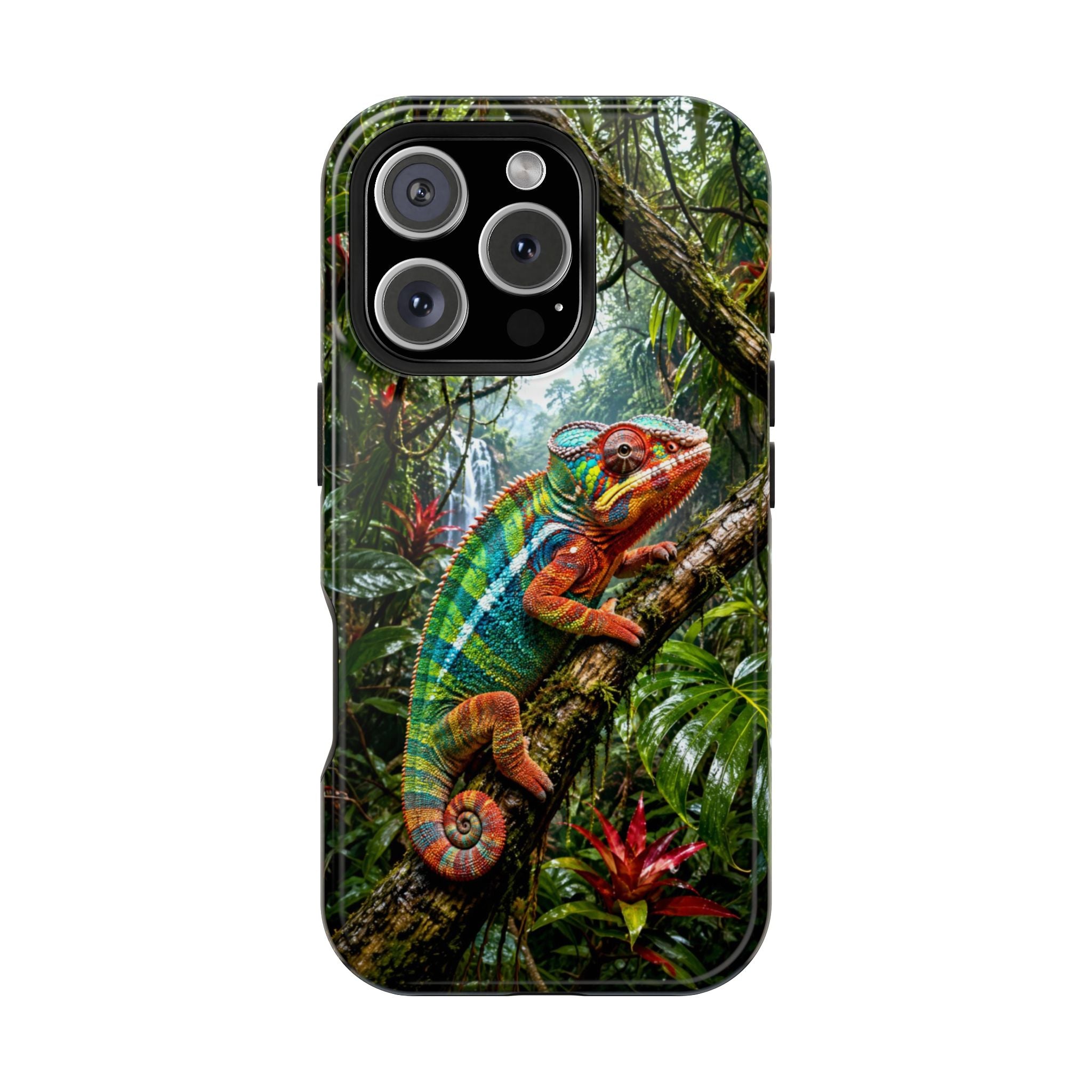 Panther Chameleon Phone Case, MagSafe iPhone 14-17 & Samsung Galaxy S26 Case, Colorful Reptile Rainforest Wildlife Gift