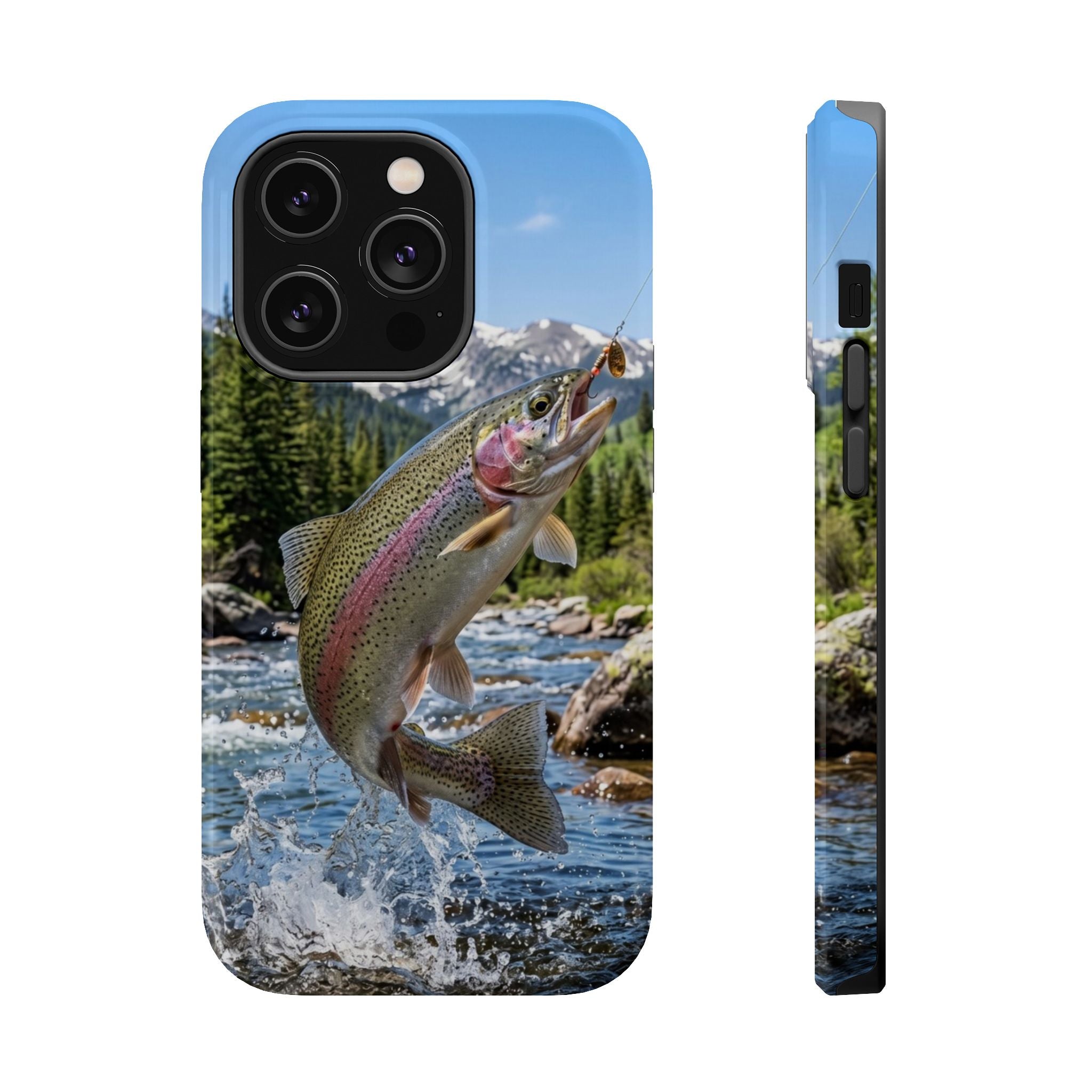 Rainbow Trout Fishing Fish Phone Case MagSafe Compatible for iPhone & Samsung Galaxy | Trout Fisherman Gift | Dual Layer Tough Case