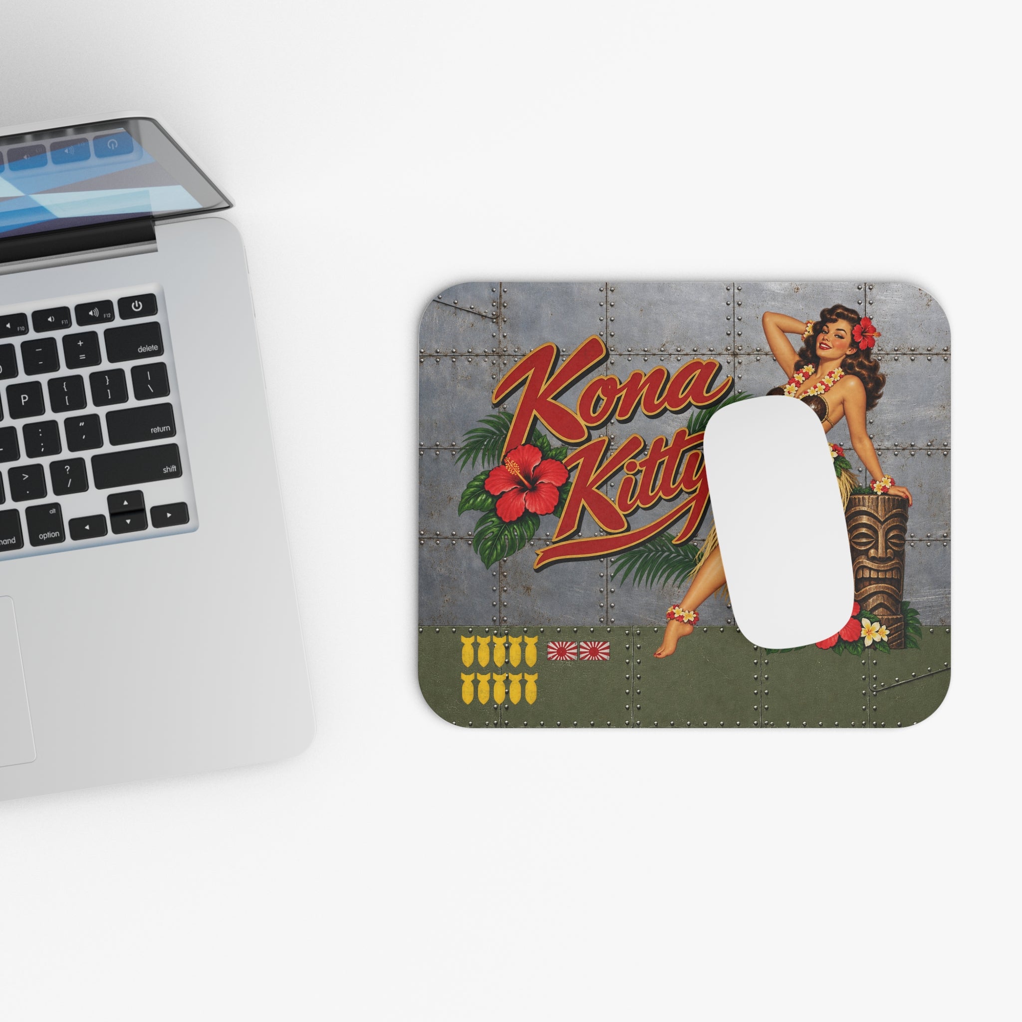 Kona Kitty WW2 Airplane Nose Art Pinup Girl Mouse Pad (Rectangle)