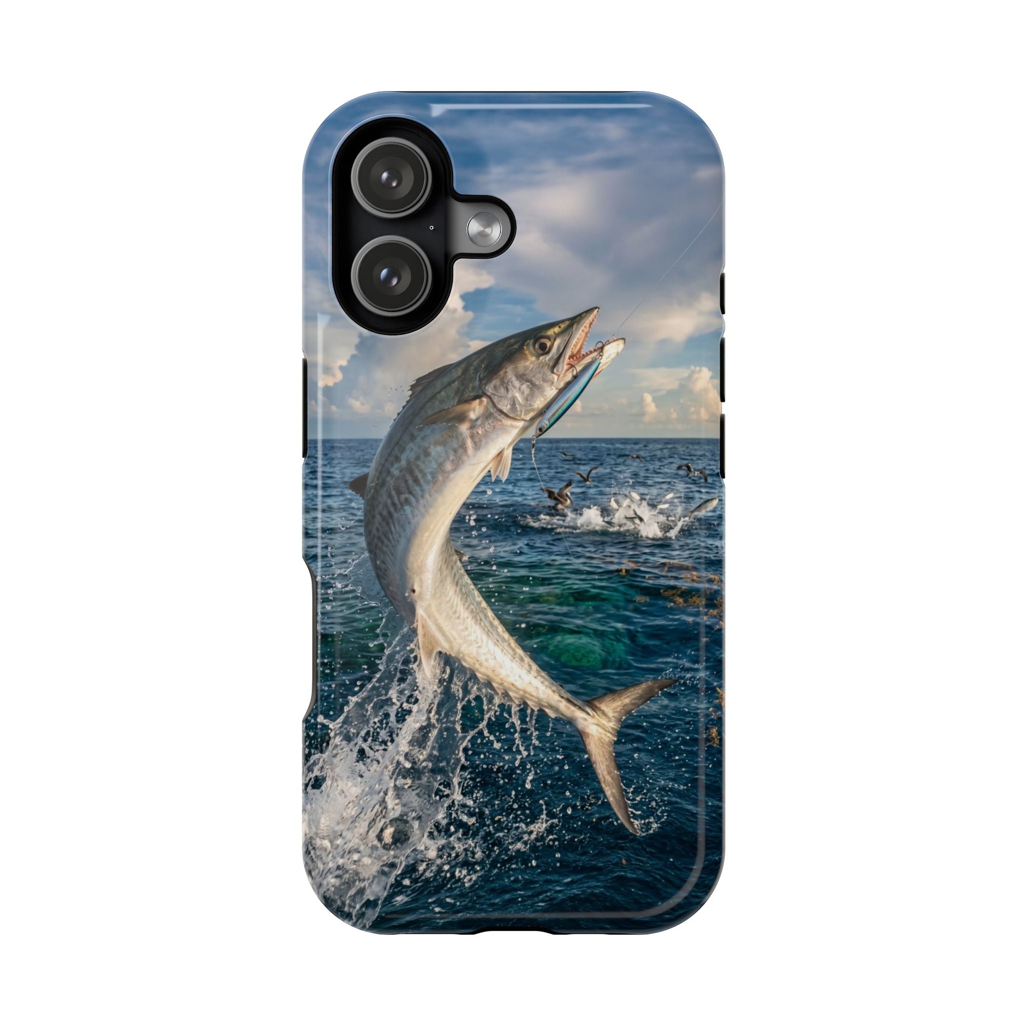 Kingfish King Mackerel Fishing Phone Case MagSafe Compatible for iPhone & Samsung Galaxy | Fisherman Gift | Dual Layer Tough Case