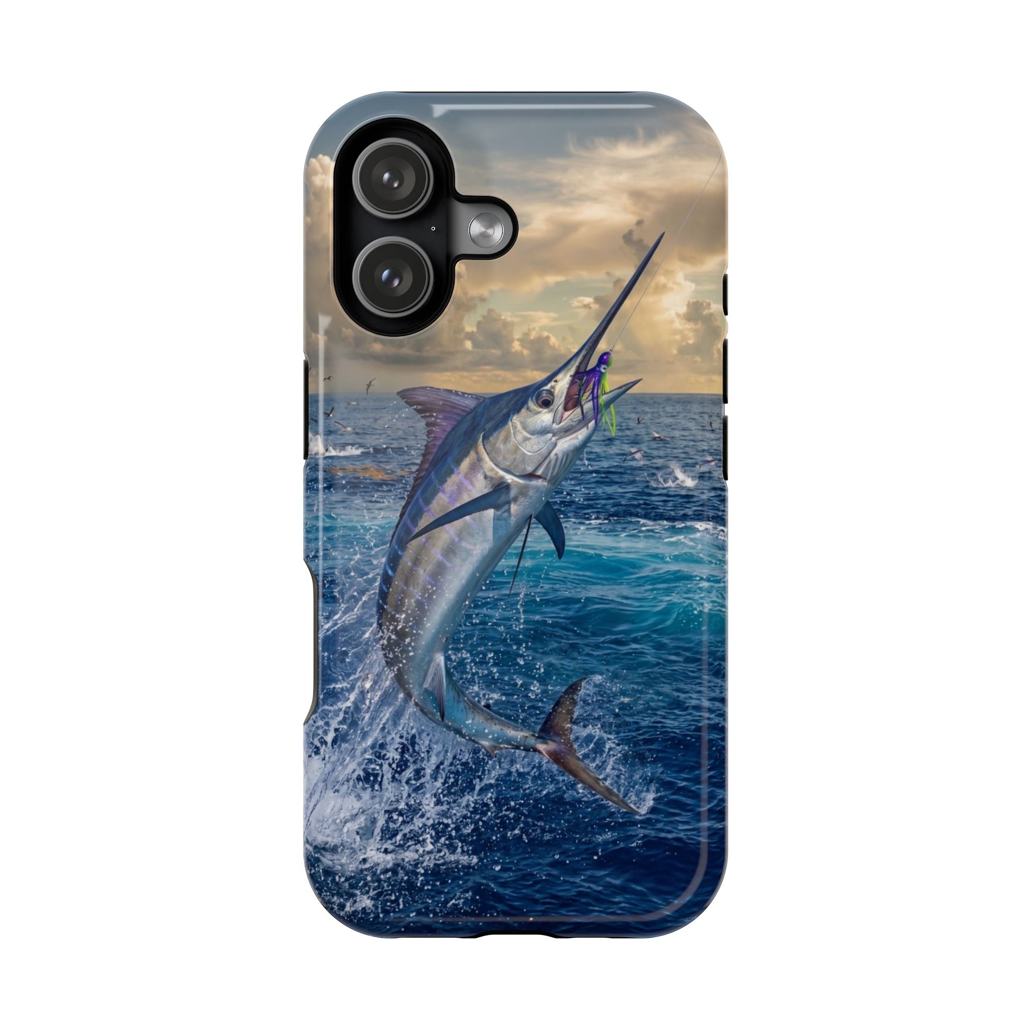 Marlin Fishing Fish Phone Case MagSafe Compatible for iPhone & Samsung Galaxy | Blue Marlin Fisherman Gift | Dual Layer Tough Case